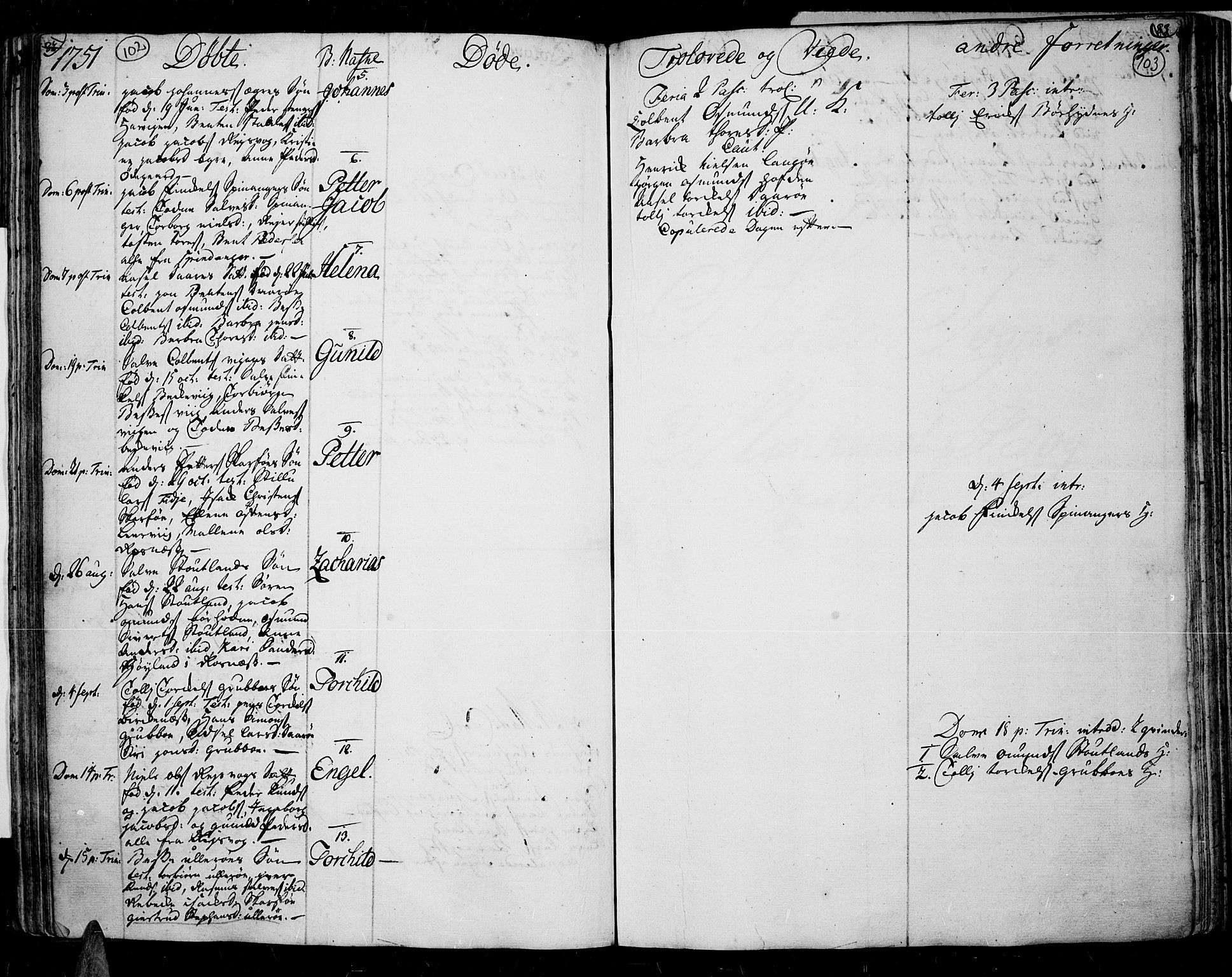 Lista sokneprestkontor, AV/SAK-1111-0027/F/Fa/L0002: Parish register (official) no. A 2 /3, 1726-1751, p. 102-103