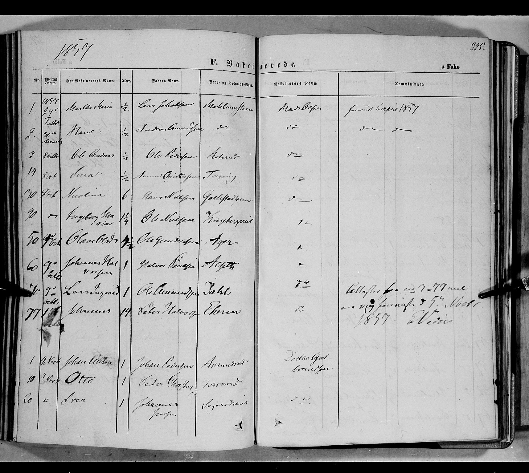 Biri prestekontor, SAH/PREST-096/H/Ha/Haa/L0005: Parish register (official) no. 5, 1843-1854, p. 345