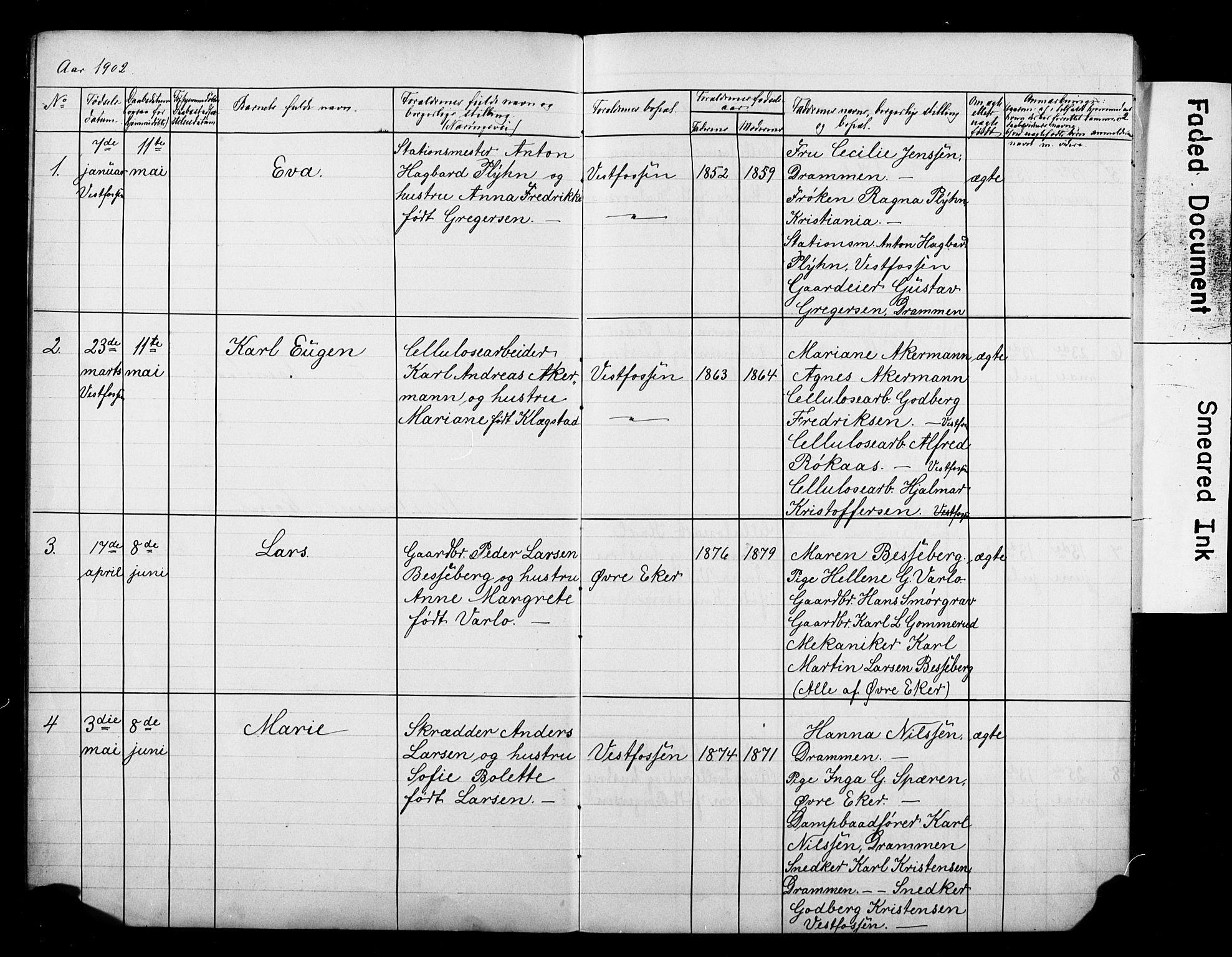 Eiker kirkebøker, SAKO/A-4/F/Fb/L0008: Parish register (official) no. II 8, 1902-1913