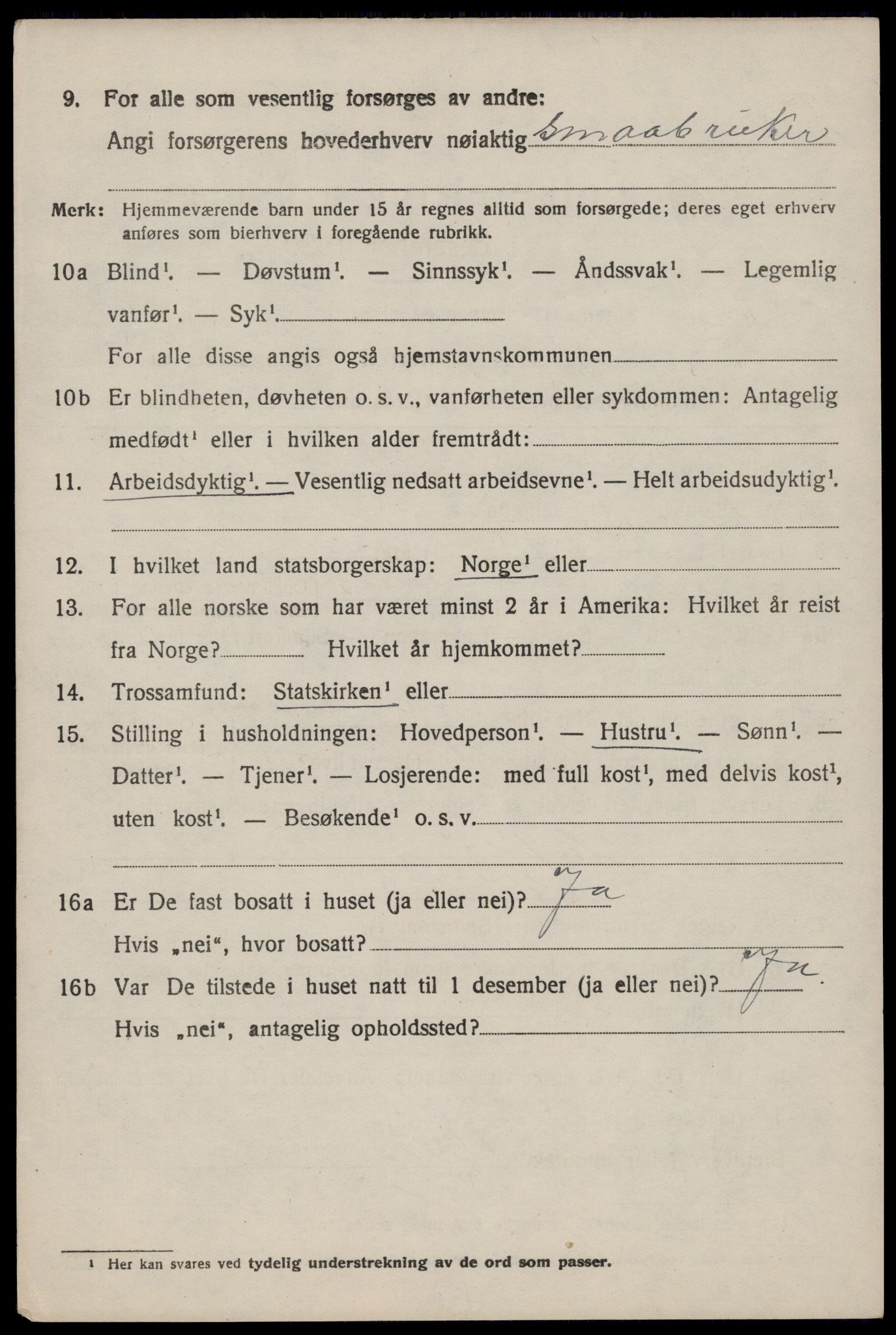 SAST, 1920 census for Sjernarøy, 1920, p. 1829