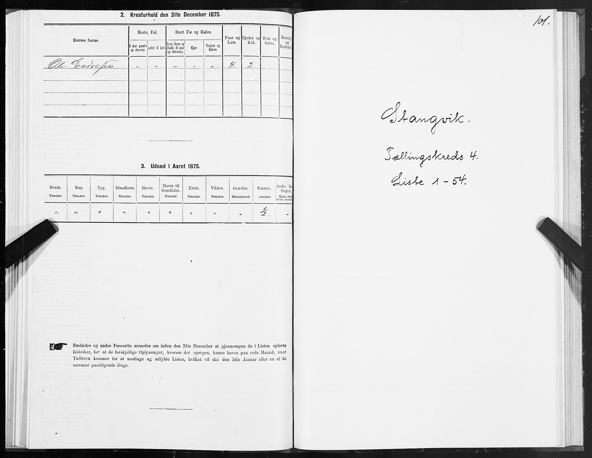 SAT, 1875 census for 1564P Stangvik, 1875, p. 2101