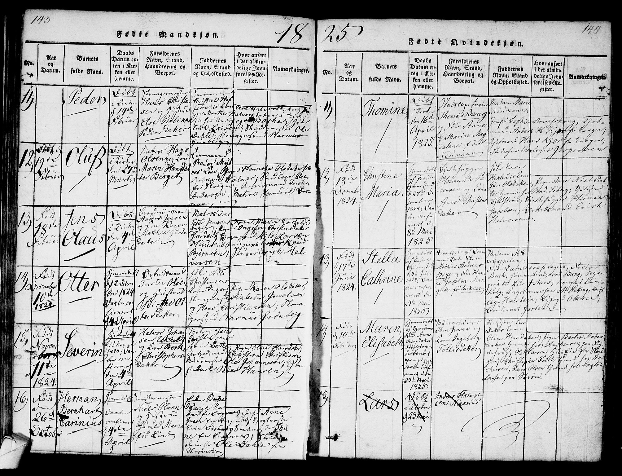 Strømsø kirkebøker, AV/SAKO-A-246/F/Fa/L0011: Parish register (official) no. I 11, 1815-1829, p. 143-144