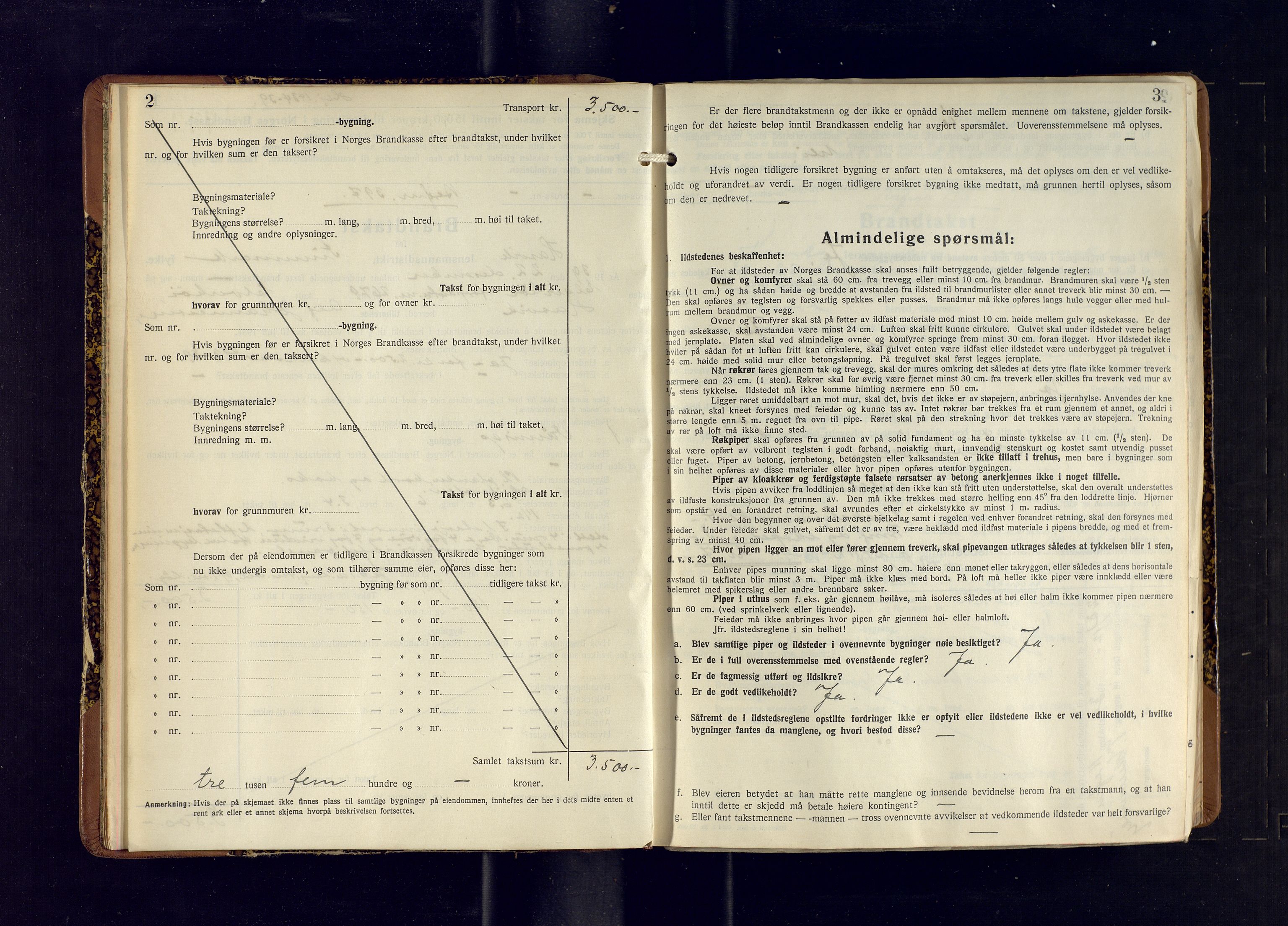 Hasvik lensmannskontor, SATØ/SATO-164/Fob/L0010: Branntakstprotokoll, 1939-1952, p. 2-3