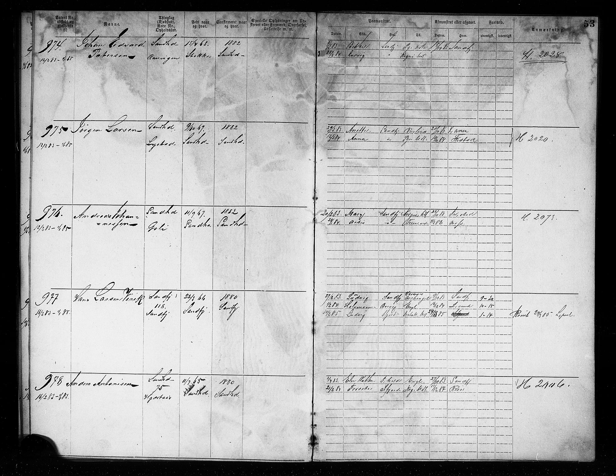 Sandefjord innrulleringskontor, AV/SAKO-A-788/F/Fa/L0004: Annotasjonsrulle, 1879-1889, p. 55