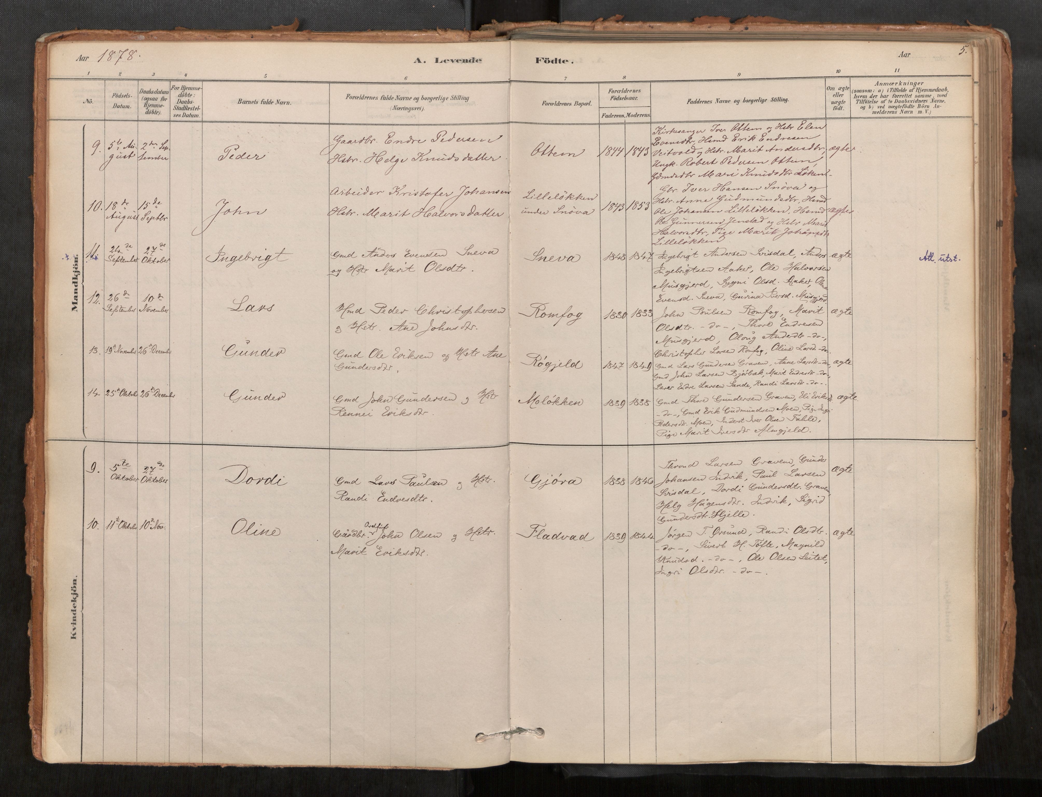 Sunndal sokneprestkontor, AV/SAT-A-1085/1/I/I1/I1a/L0001: Parish register (official) no. 1, 1877-1914, p. 5