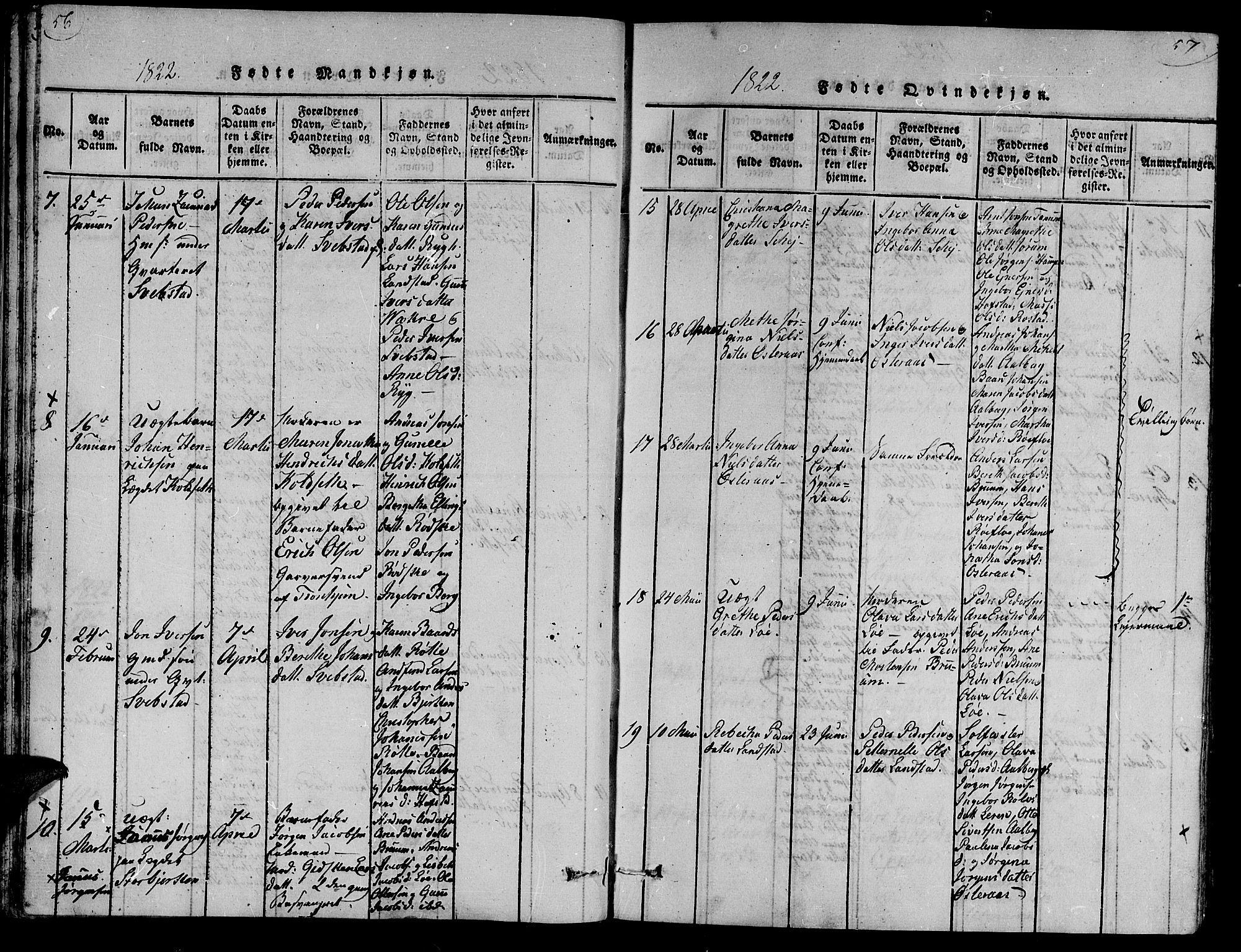 Ministerialprotokoller, klokkerbøker og fødselsregistre - Nord-Trøndelag, AV/SAT-A-1458/735/L0333: Parish register (official) no. 735A04 /1, 1816-1824, p. 56-57