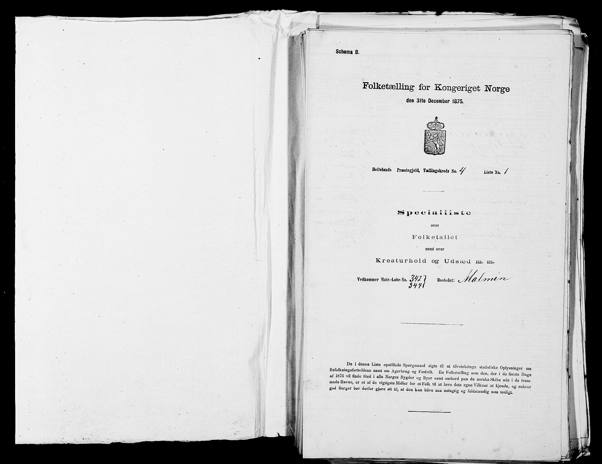 SAST, 1875 census for 1115P Helleland, 1875, p. 882