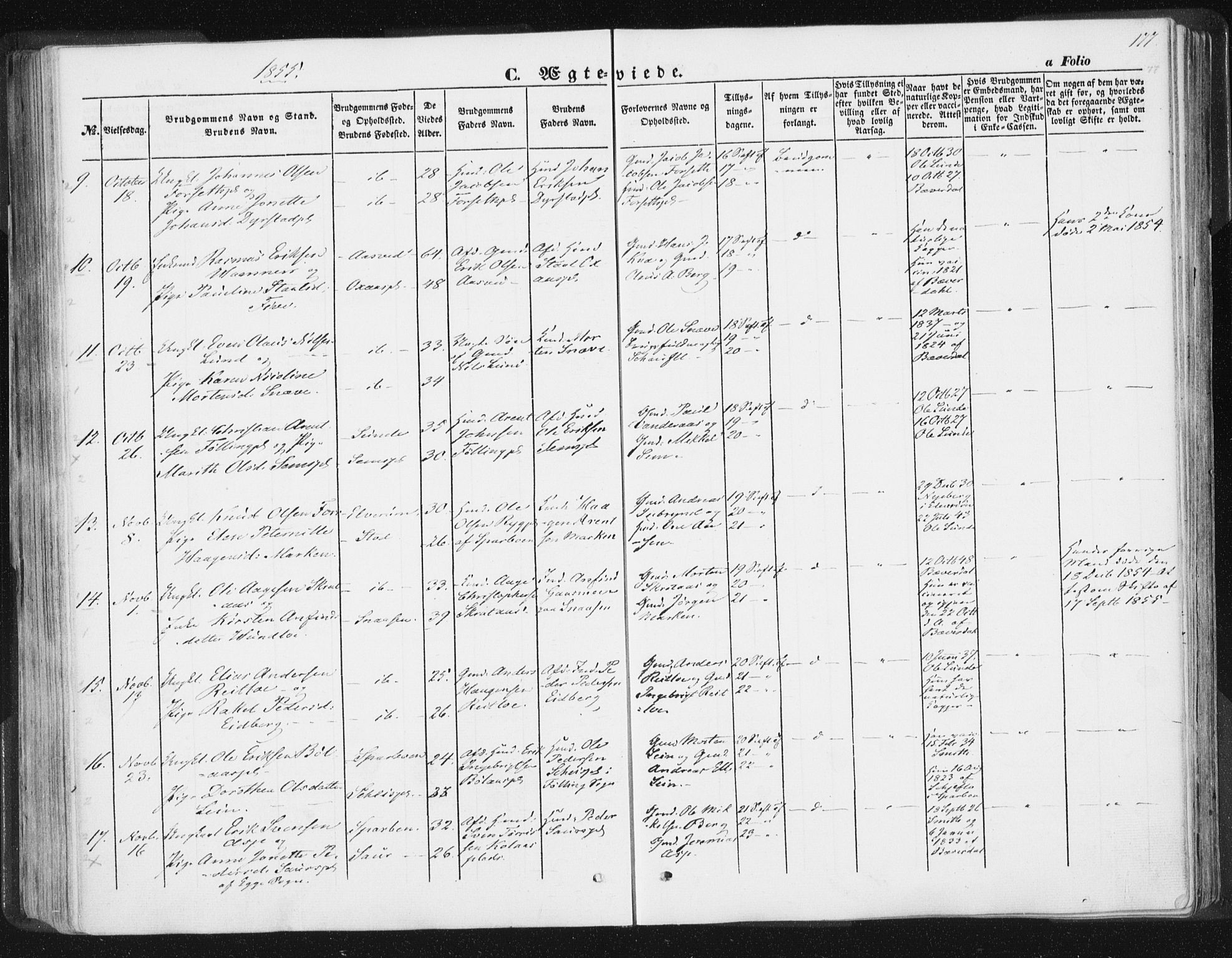 Ministerialprotokoller, klokkerbøker og fødselsregistre - Nord-Trøndelag, SAT/A-1458/746/L0446: Parish register (official) no. 746A05, 1846-1859, p. 177