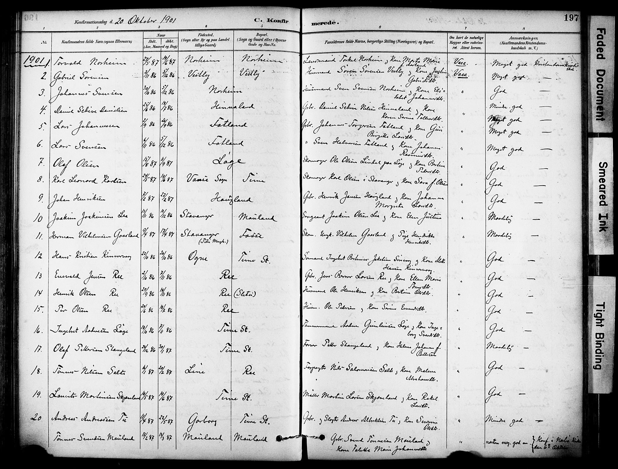 Lye sokneprestkontor, SAST/A-101794/001/30BA/L0011: Parish register (official) no. A 9, 1893-1903, p. 197