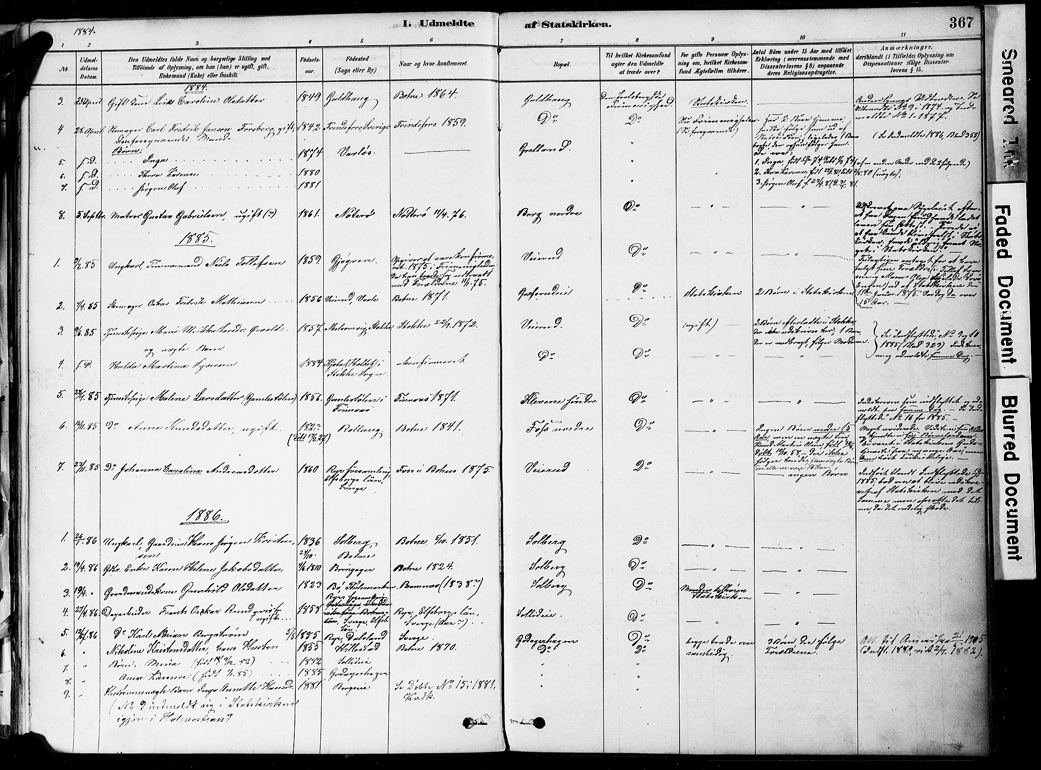 Botne kirkebøker, SAKO/A-340/F/Fa/L0007: Parish register (official) no. I 7, 1878-1910, p. 367