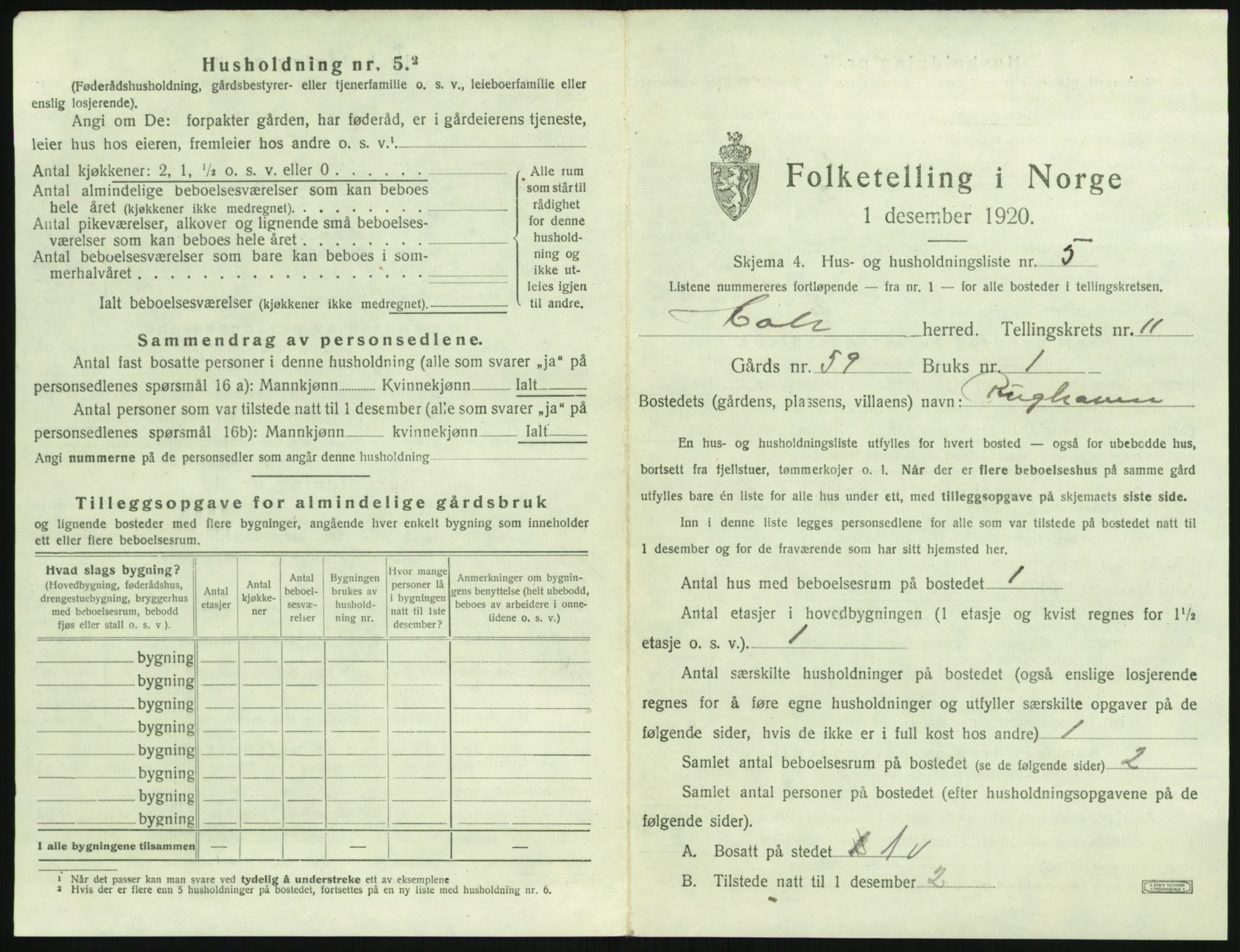 SAK, 1920 census for Holt, 1920, p. 1040