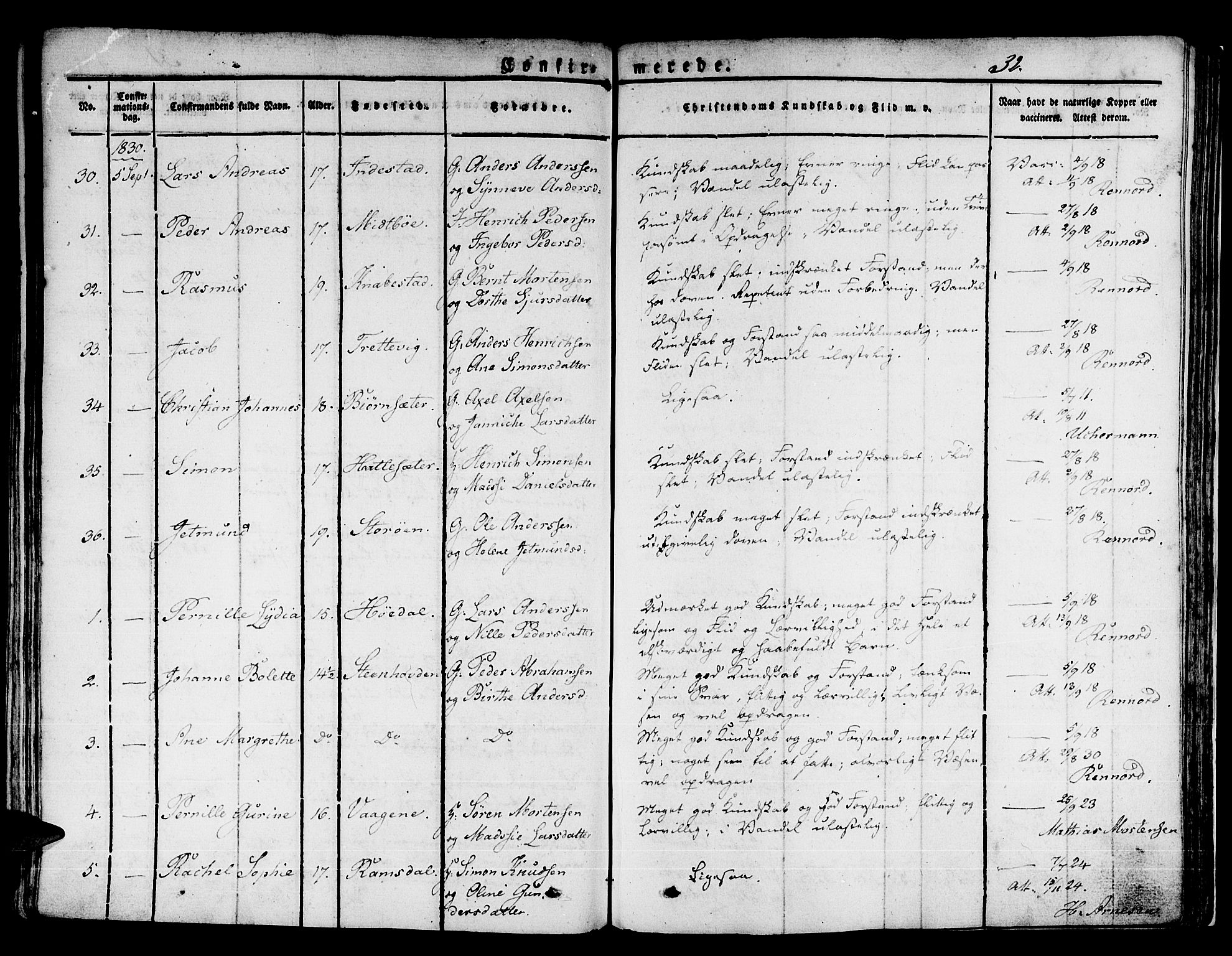 Kinn sokneprestembete, AV/SAB-A-80801/H/Haa/Haaa/L0004/0001: Parish register (official) no. A 4I, 1822-1840, p. 32