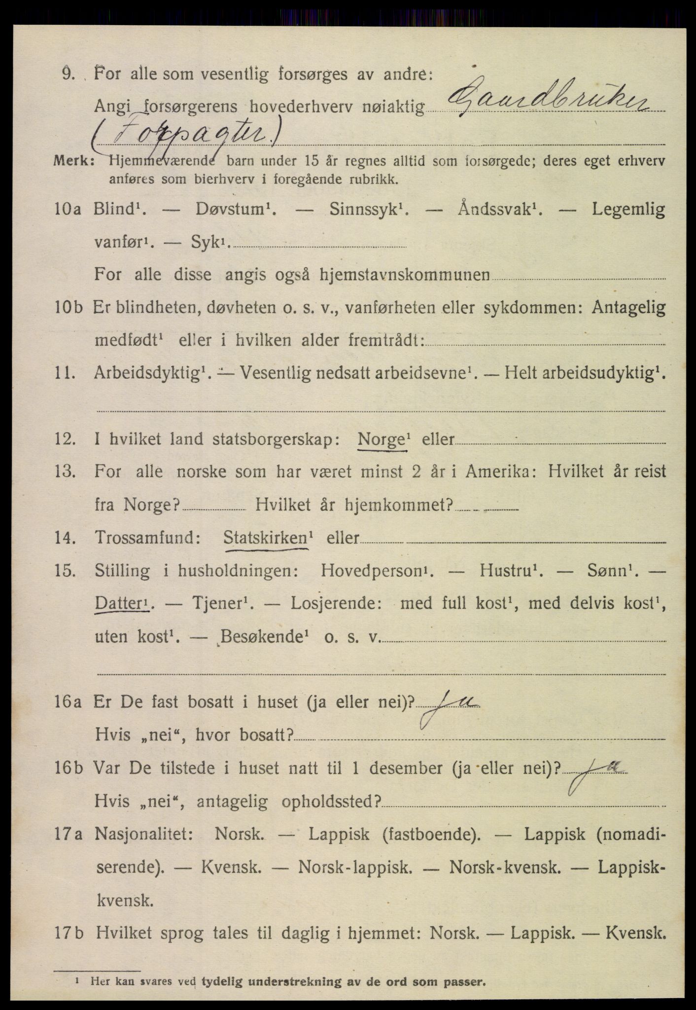 SAT, 1920 census for Steigen, 1920, p. 4279