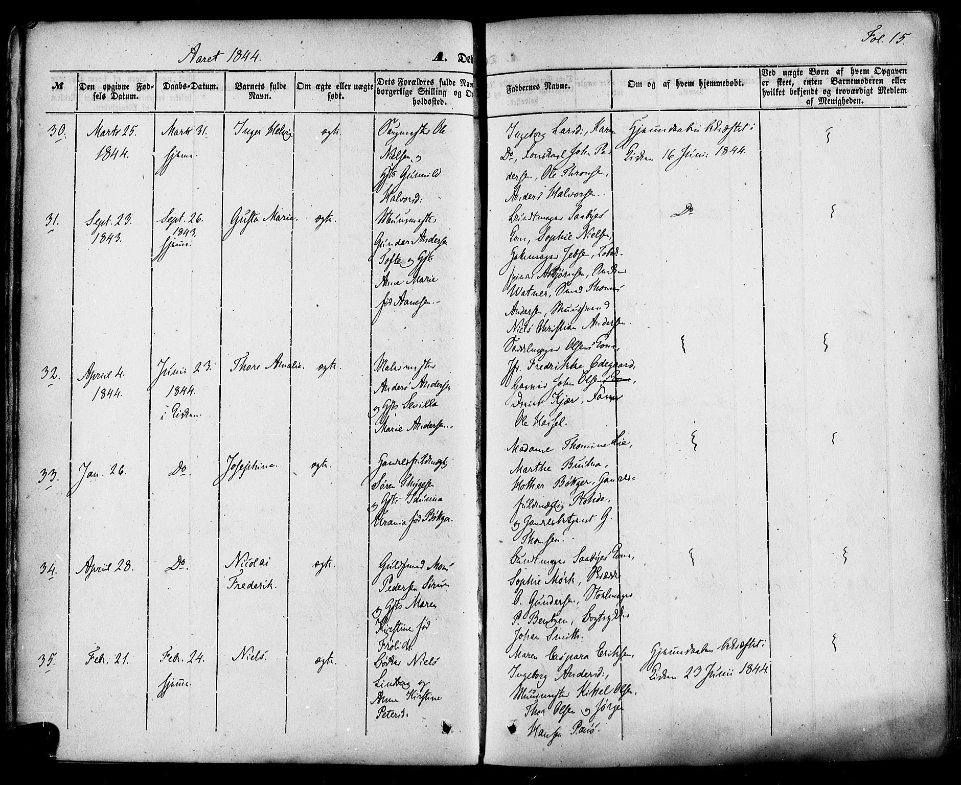 Skien kirkebøker, AV/SAKO-A-302/F/Fa/L0006a: Parish register (official) no. 6A, 1843-1856, p. 15