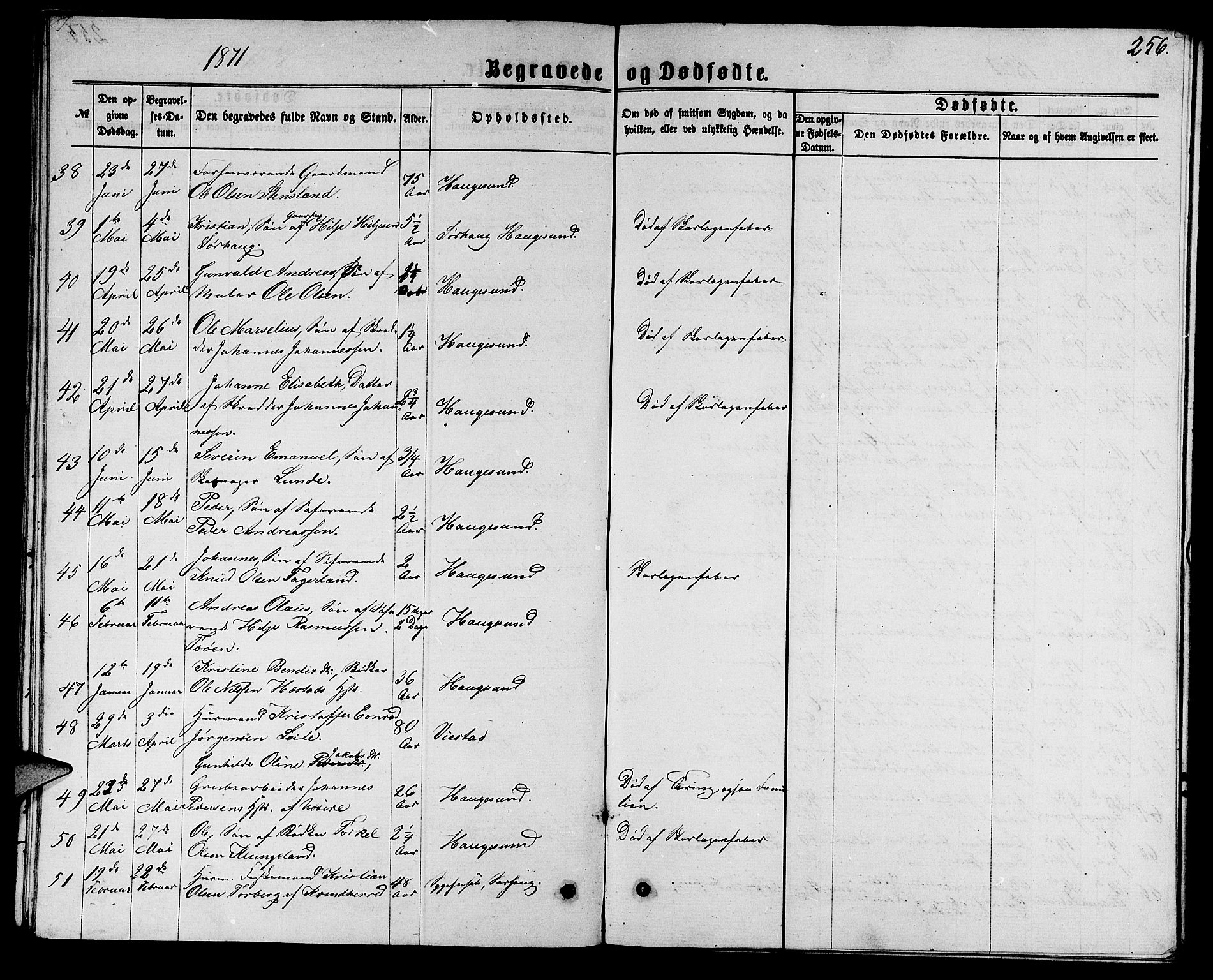 Torvastad sokneprestkontor, AV/SAST-A -101857/H/Ha/Hab/L0007: Parish register (copy) no. B 7, 1866-1873, p. 256