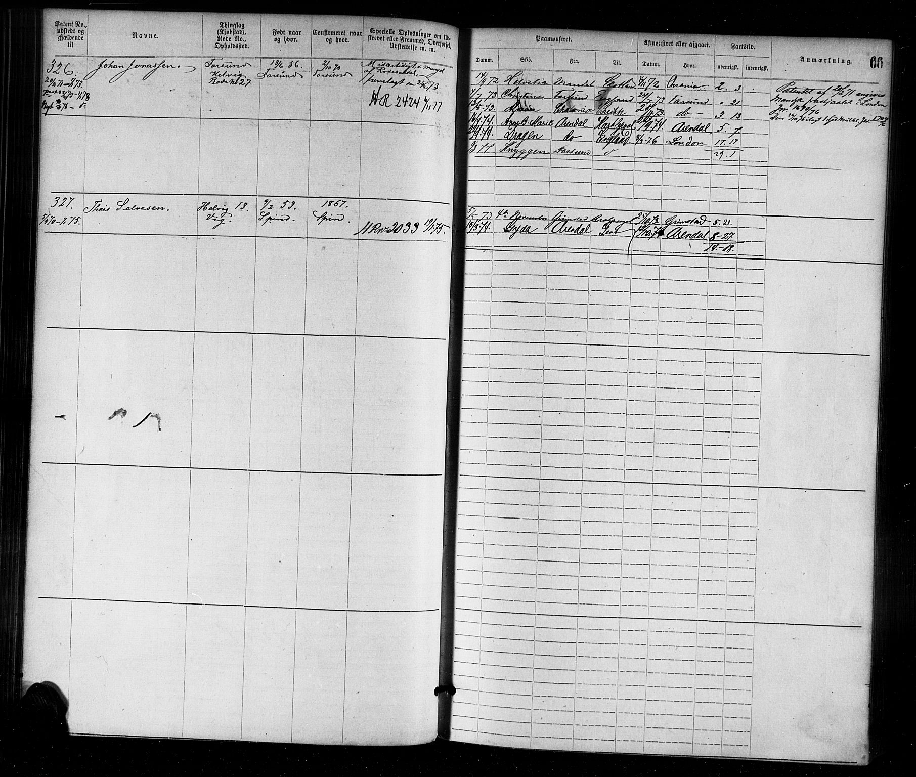 Farsund mønstringskrets, AV/SAK-2031-0017/F/Fa/L0001: Annotasjonsrulle nr 1-1920 med register, M-1, 1869-1877, p. 93