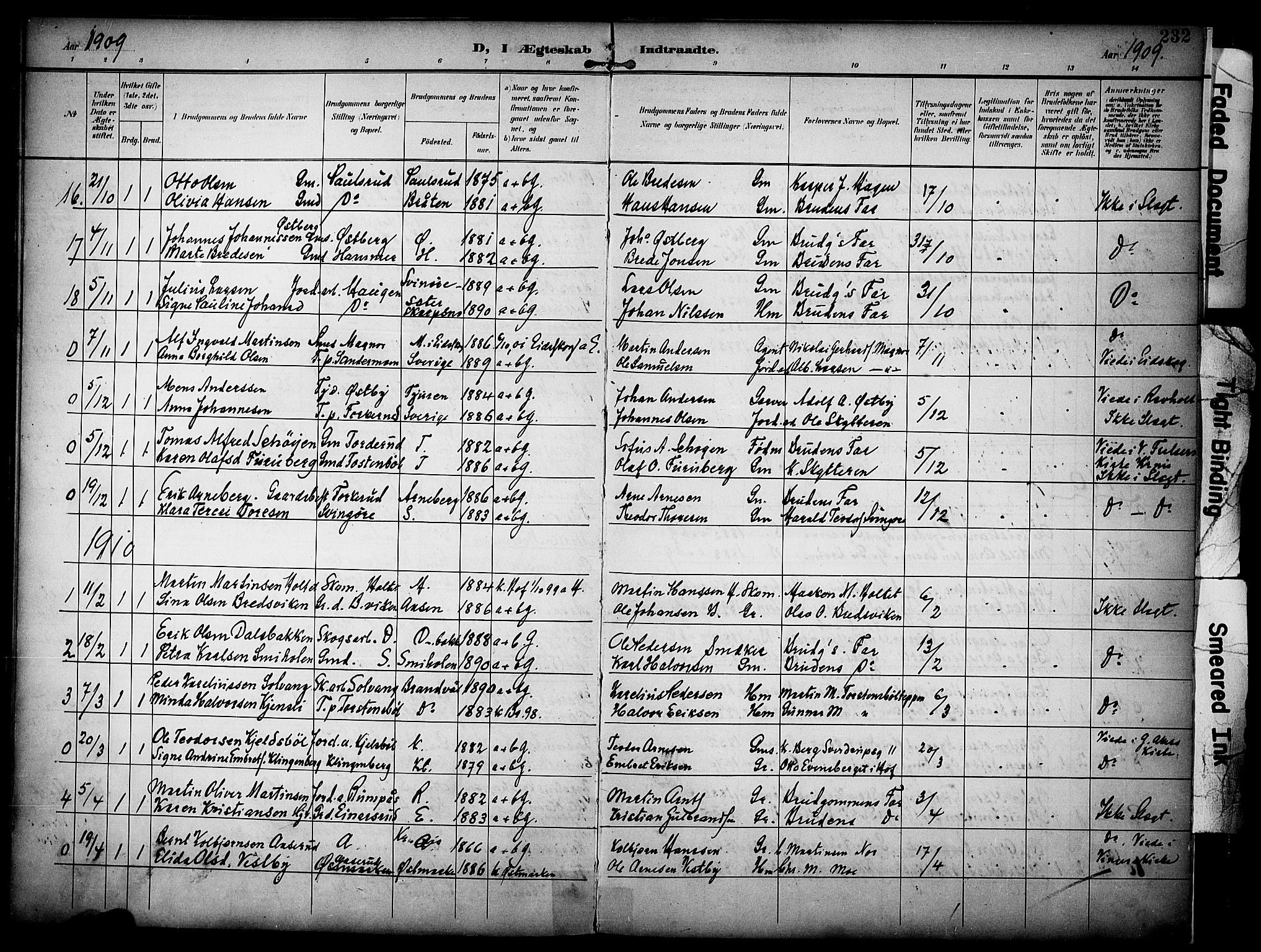 Grue prestekontor, SAH/PREST-036/H/Ha/Haa/L0013: Parish register (official) no. 13, 1898-1910, p. 232