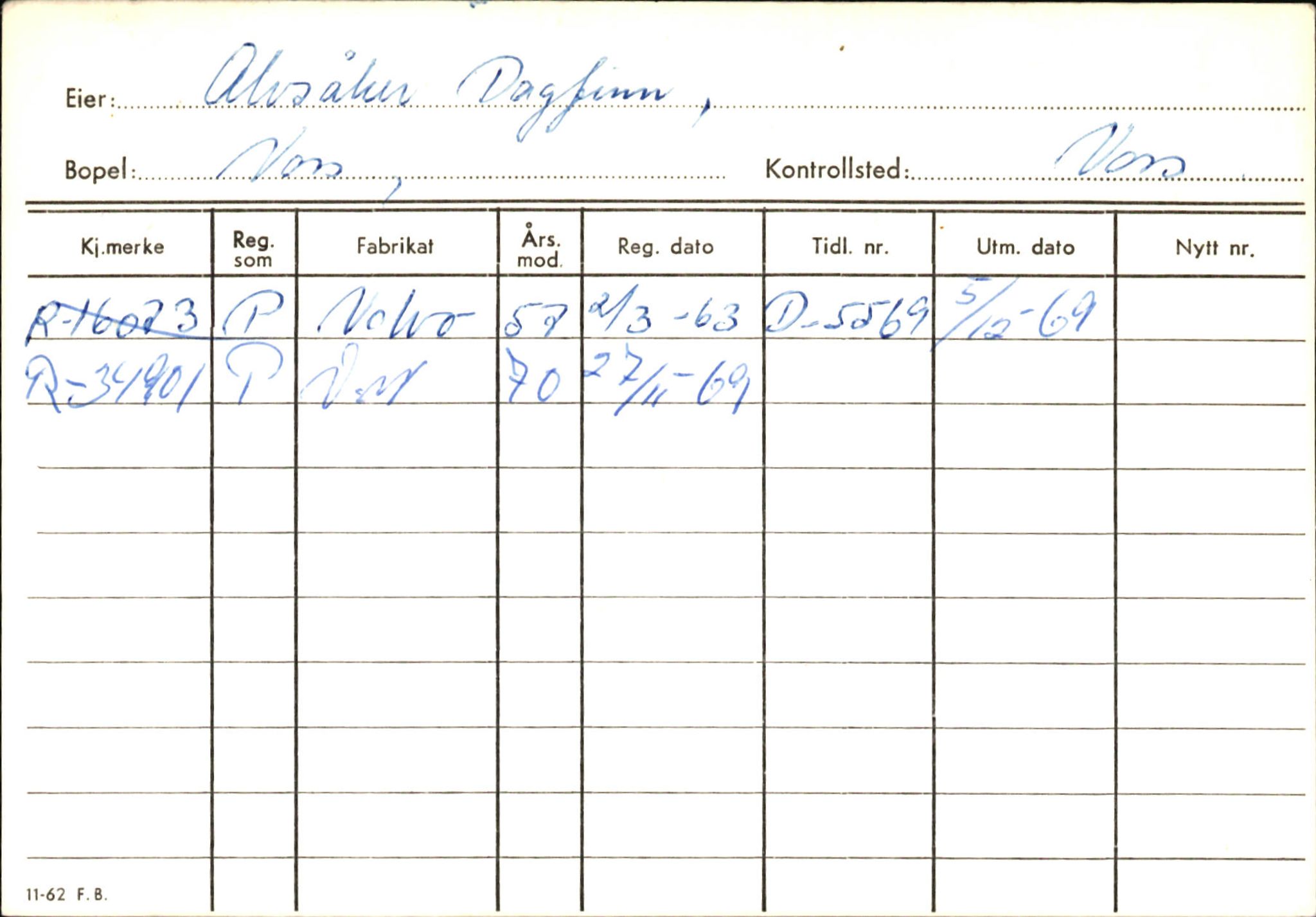 Statens vegvesen, Hordaland vegkontor, SAB/A-5201/2/Ha/L0001: R-eierkort A, 1920-1971, p. 707