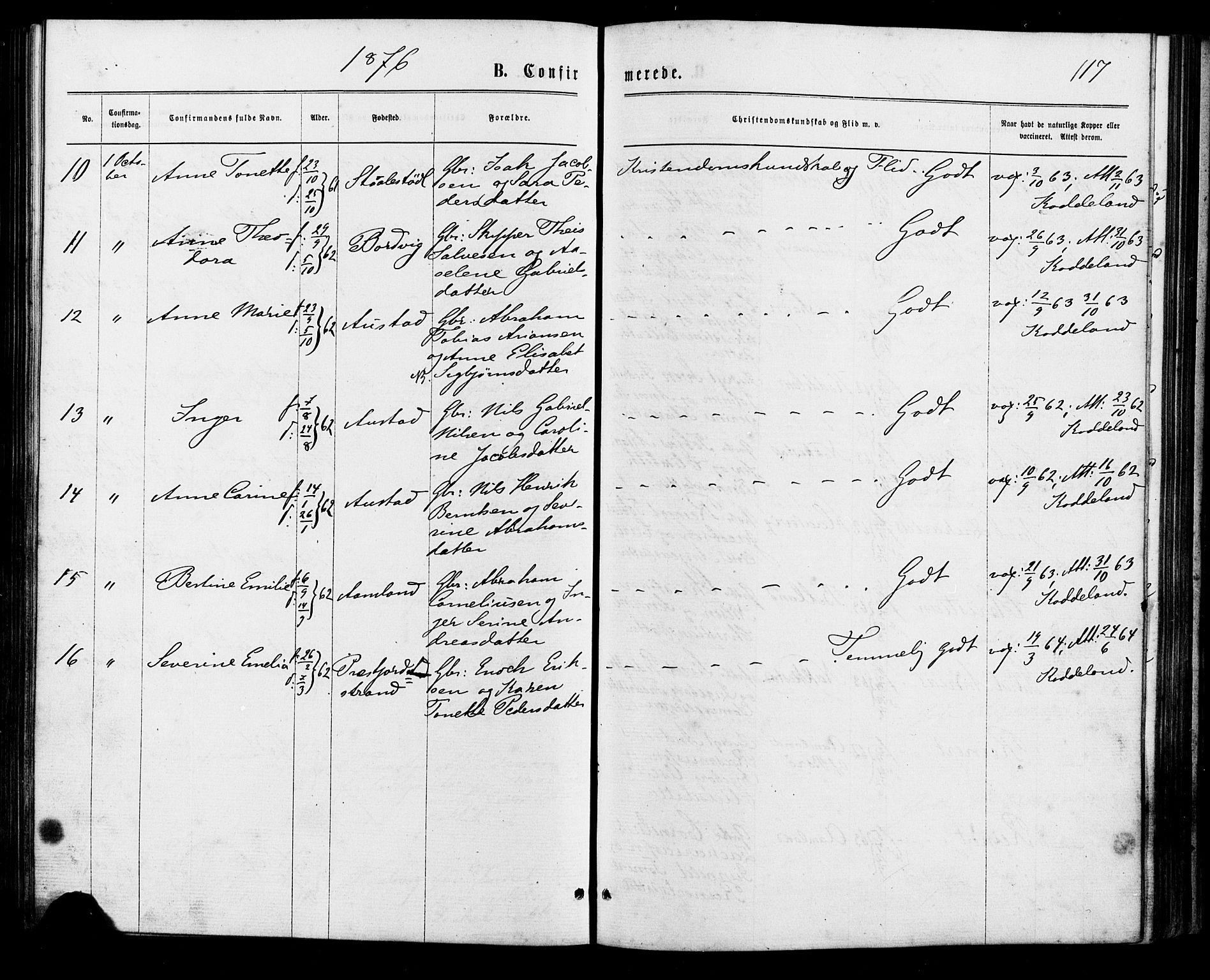 Lyngdal sokneprestkontor, SAK/1111-0029/F/Fa/Faa/L0003: Parish register (official) no. A 3, 1871-1882, p. 117
