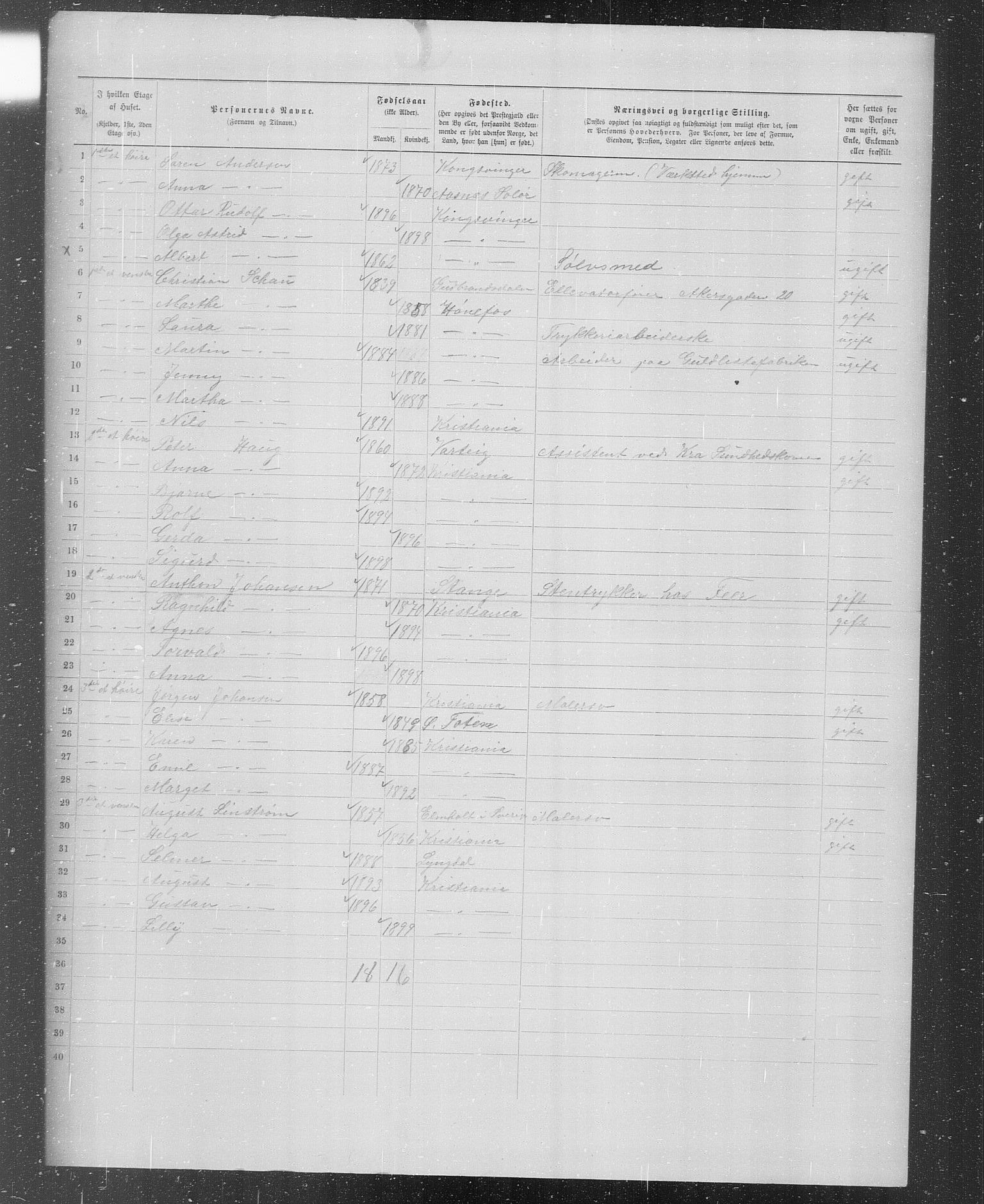 OBA, Municipal Census 1899 for Kristiania, 1899, p. 317