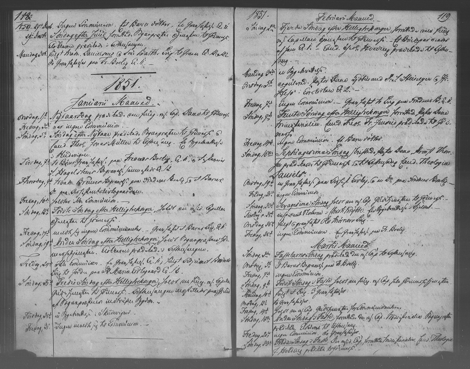 Korskirken sokneprestembete, SAB/A-76101/H/Haa/L0067: Curate's parish register no. A 2, 1844-1854, p. 118-119