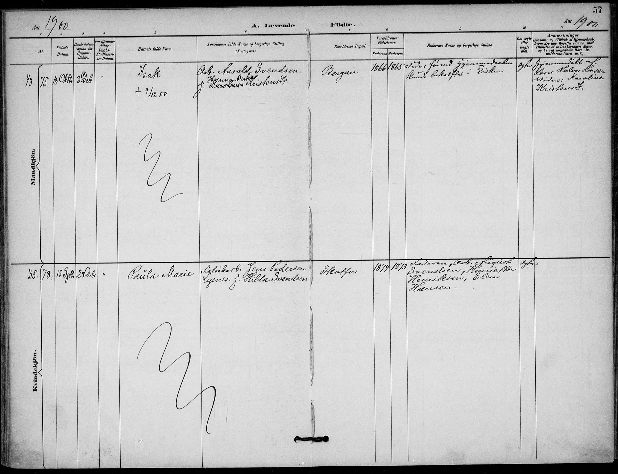 Solum kirkebøker, AV/SAKO-A-306/F/Fb/L0002: Parish register (official) no. II 2, 1893-1901, p. 57