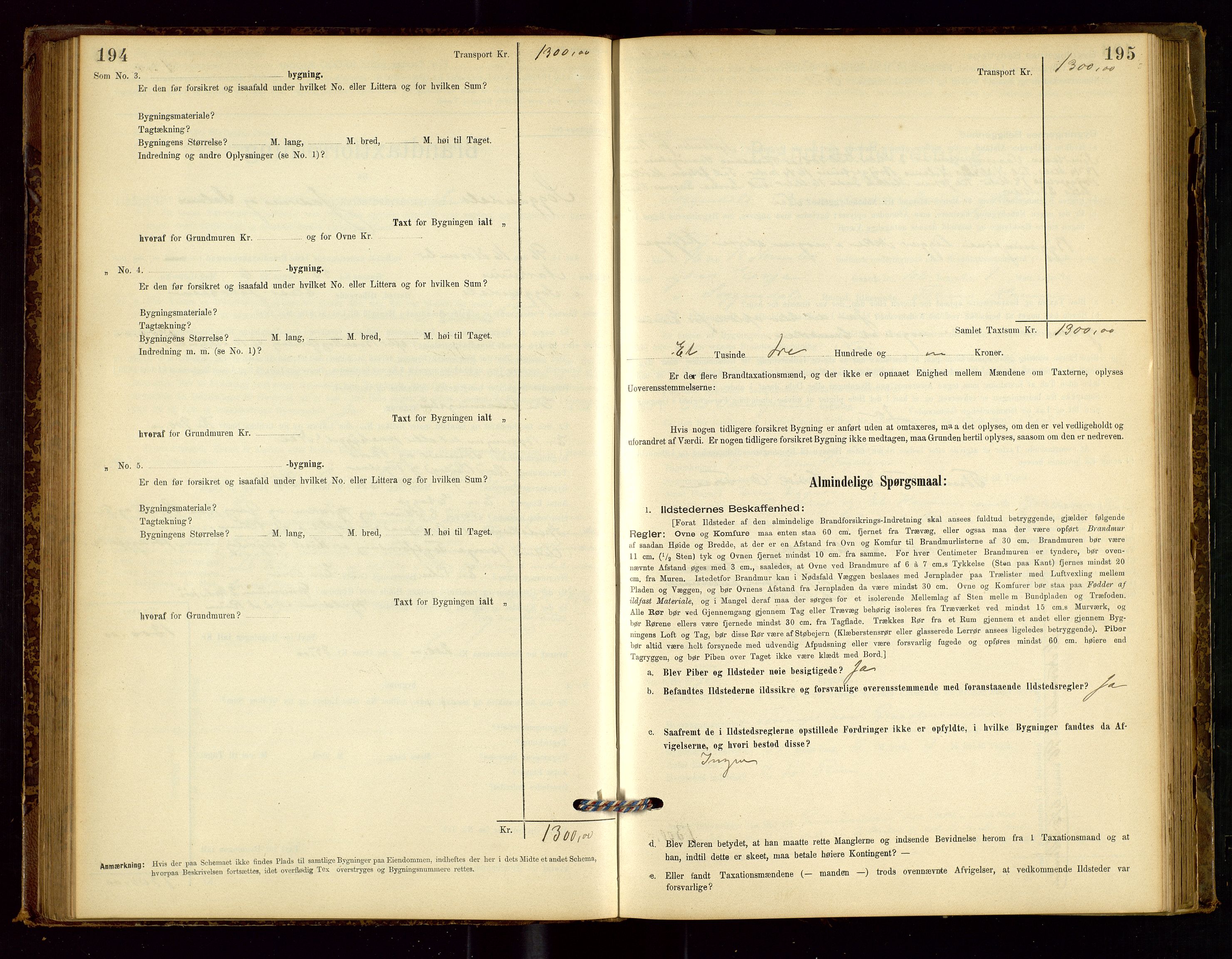 Sokndal lensmannskontor, AV/SAST-A-100417/Gob/L0001: "Brandtaxt-Protokol", 1895-1902, p. 194-195