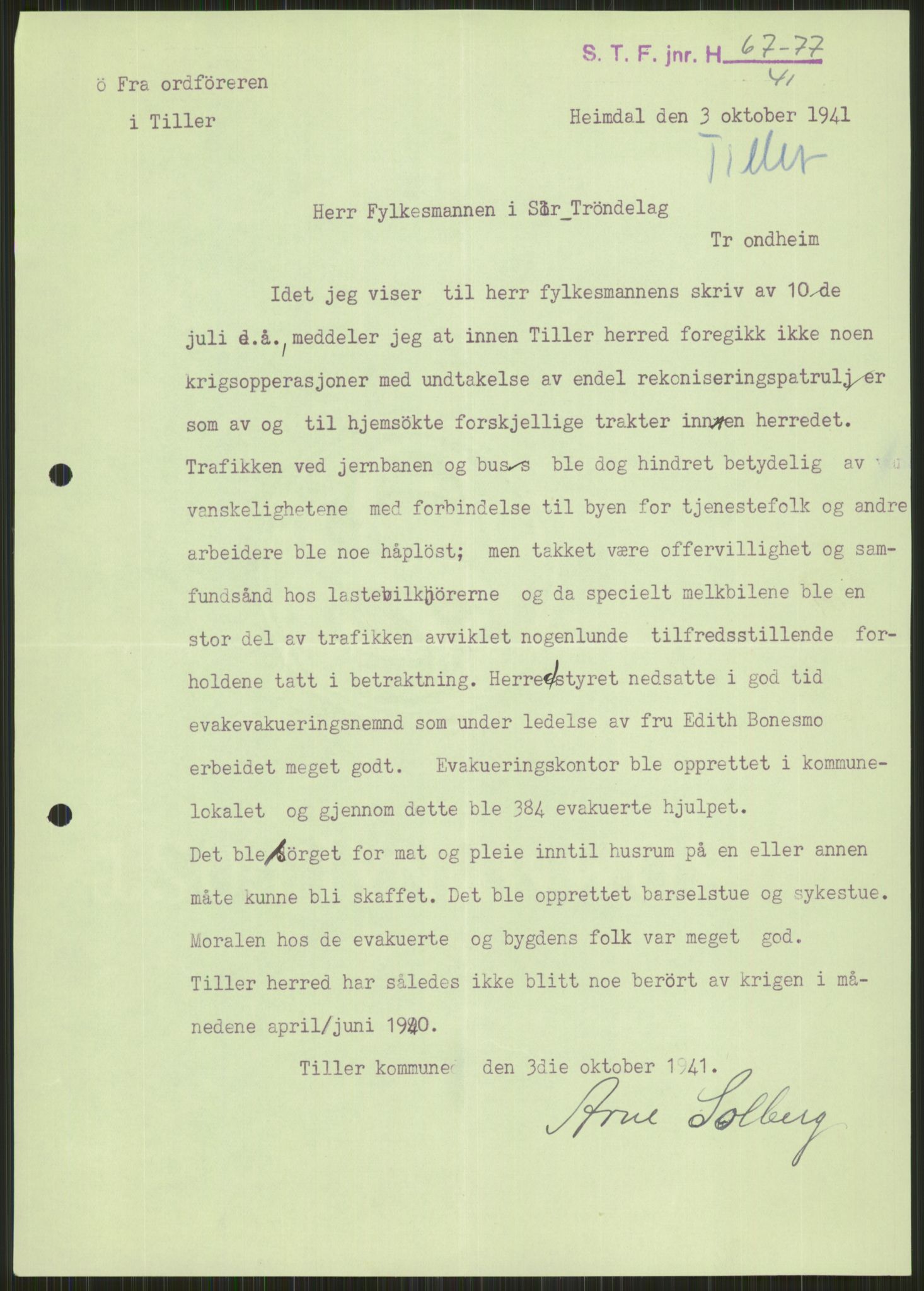 Forsvaret, Forsvarets krigshistoriske avdeling, RA/RAFA-2017/Y/Ya/L0016: II-C-11-31 - Fylkesmenn.  Rapporter om krigsbegivenhetene 1940., 1940, p. 207