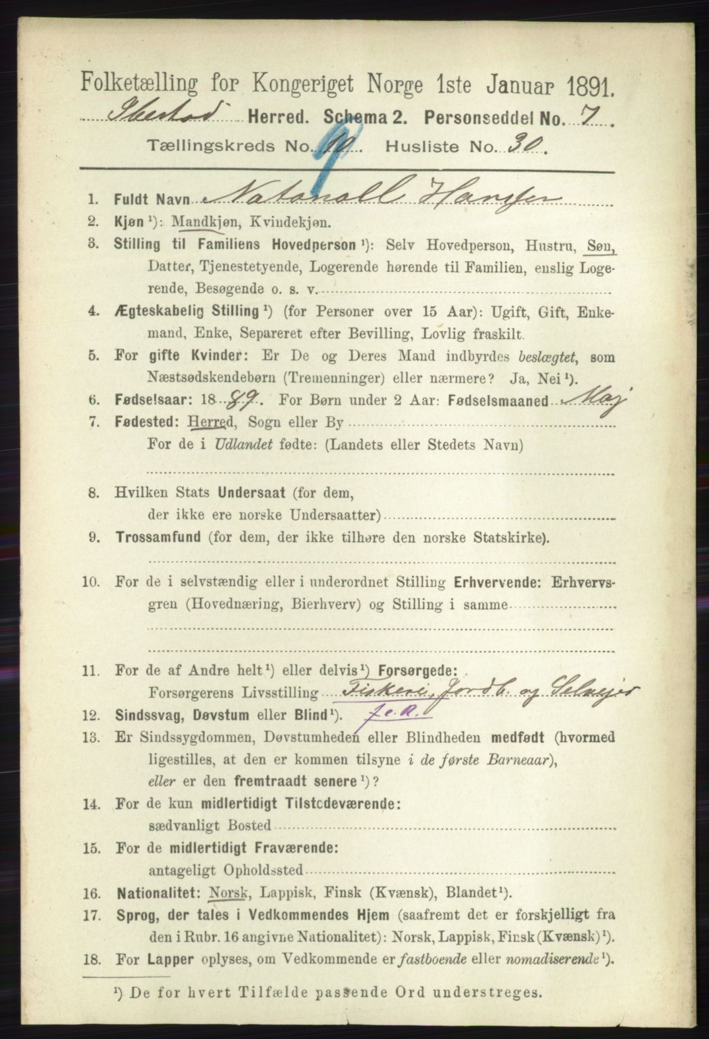 RA, 1891 census for 1917 Ibestad, 1891, p. 6158