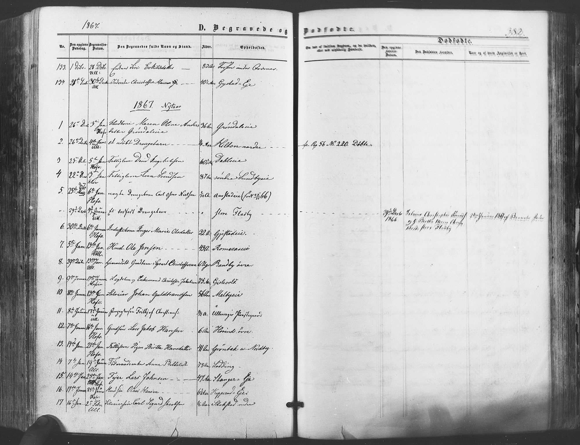 Ullensaker prestekontor Kirkebøker, SAO/A-10236a/F/Fa/L0016: Parish register (official) no. I 16, 1863-1875, p. 382