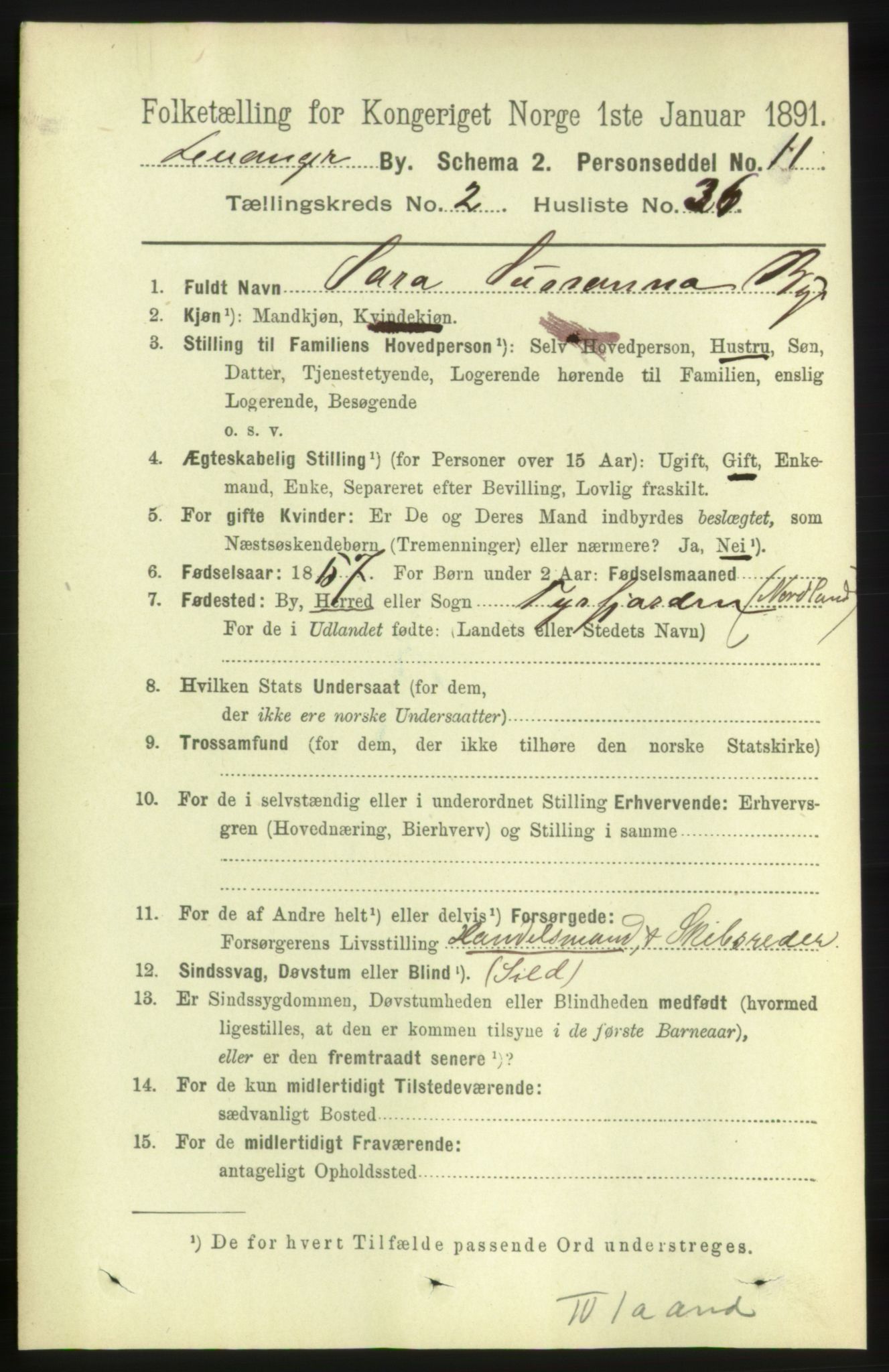 RA, 1891 census for 1701 Levanger, 1891, p. 776