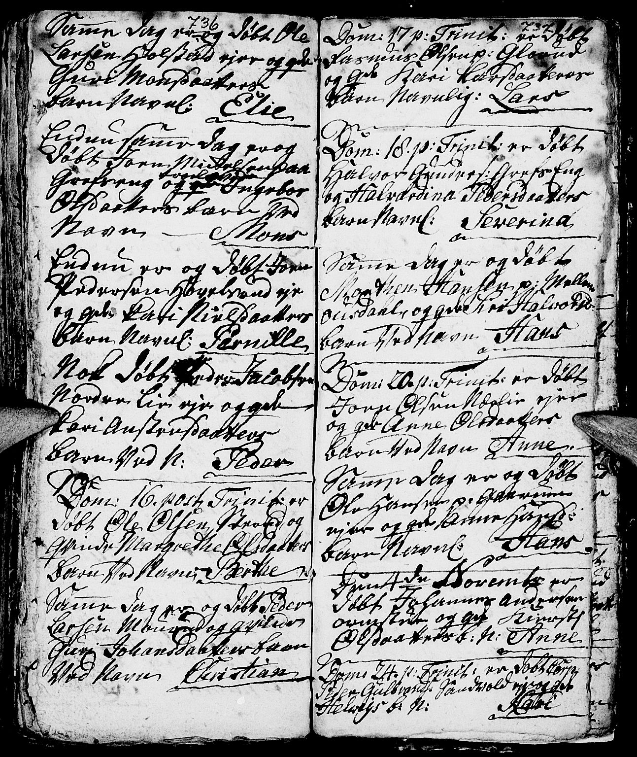 Nes prestekontor, Hedmark, AV/SAH-PREST-020/L/La/L0001: Parish register (copy) no. 1, 1663-1784, p. 736-737