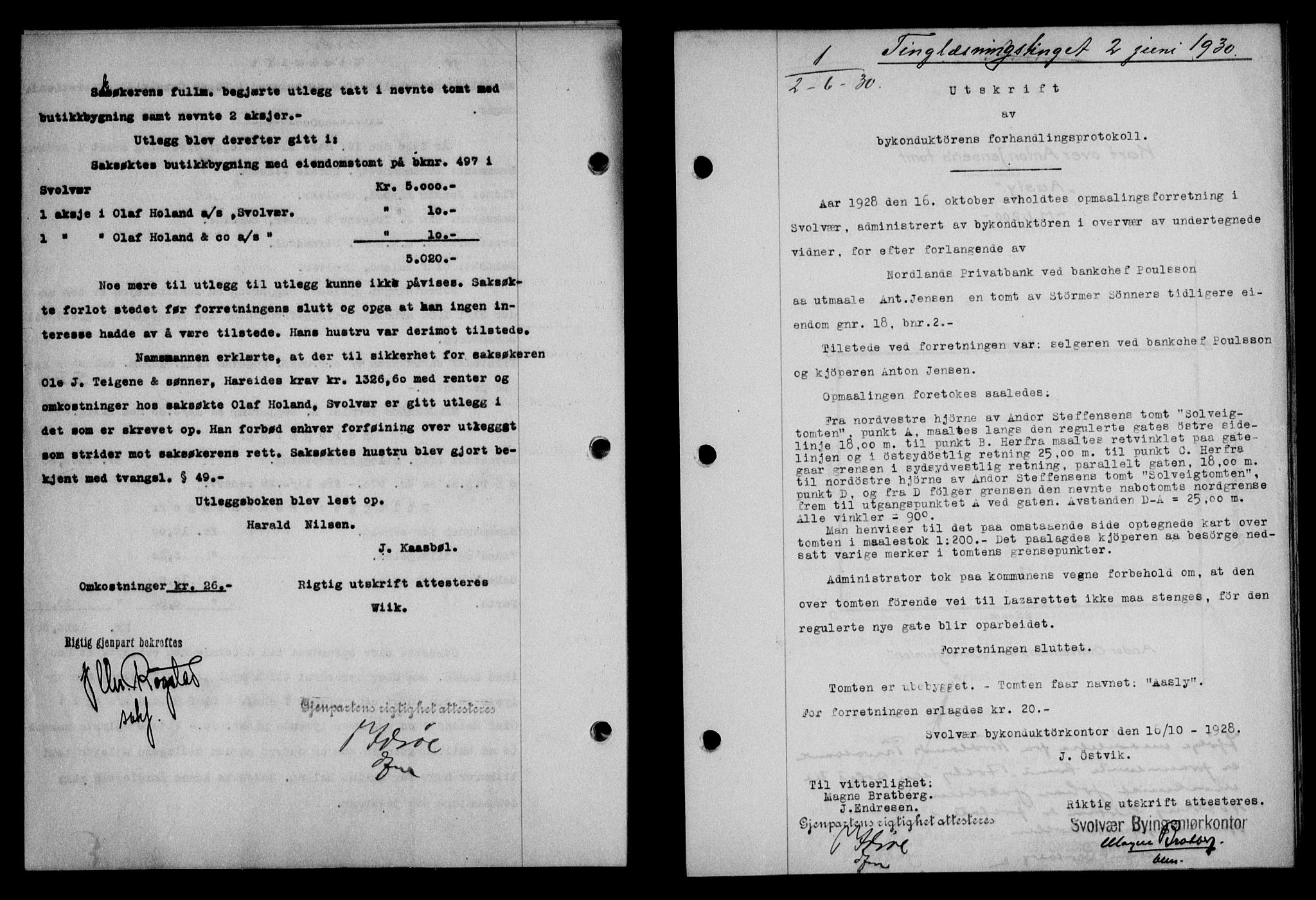 Lofoten sorenskriveri, SAT/A-0017/1/2/2C/L0021b: Mortgage book no. 21b, 1930-1930, Deed date: 02.06.1930