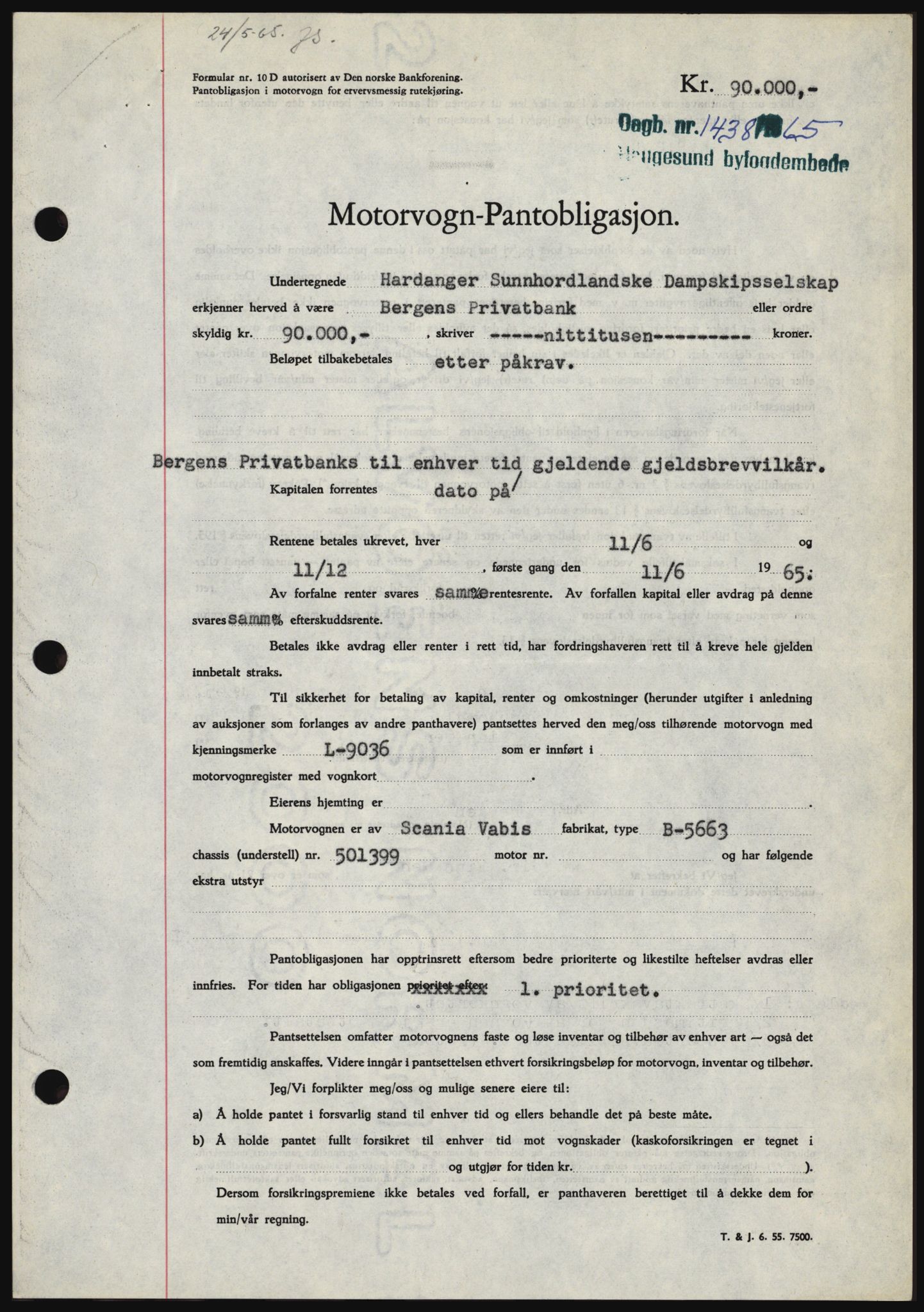 Haugesund tingrett, SAST/A-101415/01/II/IIC/L0053: Mortgage book no. B 53, 1965-1965, Diary no: : 1438/1965