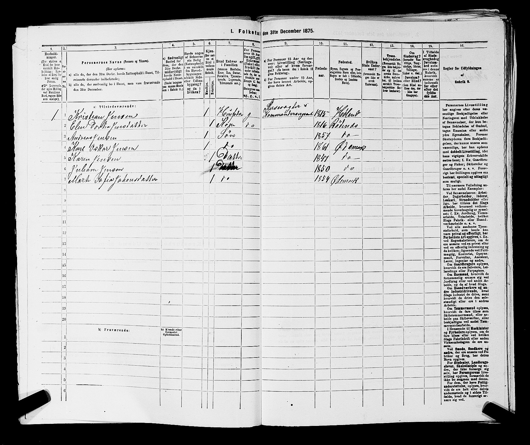 RA, 1875 census for 0118P Aremark, 1875, p. 1033