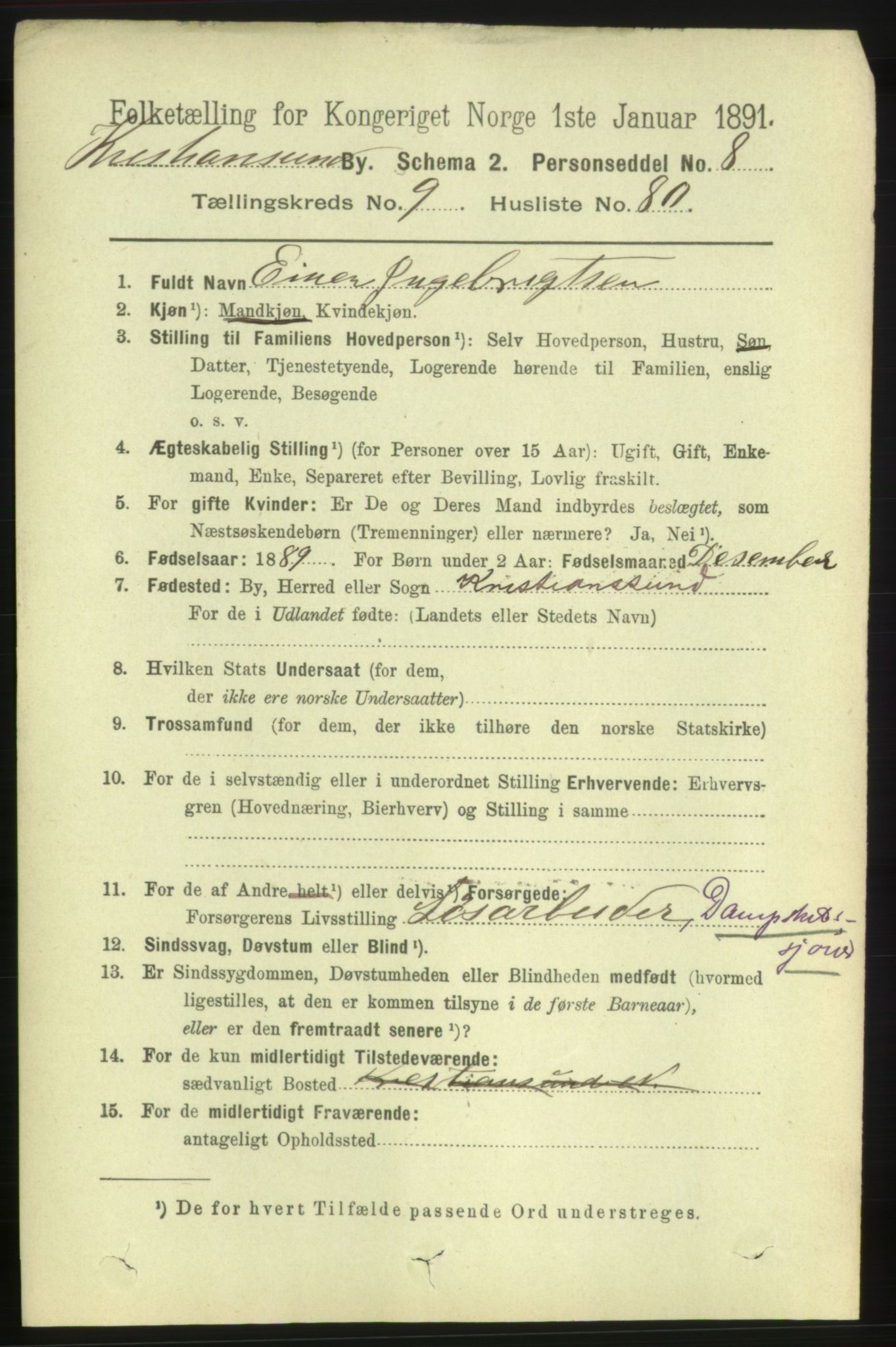 RA, 1891 census for 1503 Kristiansund, 1891, p. 8045