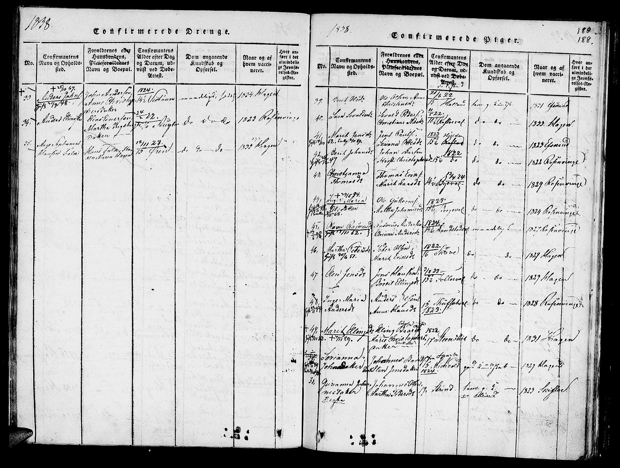 Ministerialprotokoller, klokkerbøker og fødselsregistre - Nord-Trøndelag, SAT/A-1458/723/L0234: Parish register (official) no. 723A05 /1, 1816-1840, p. 188