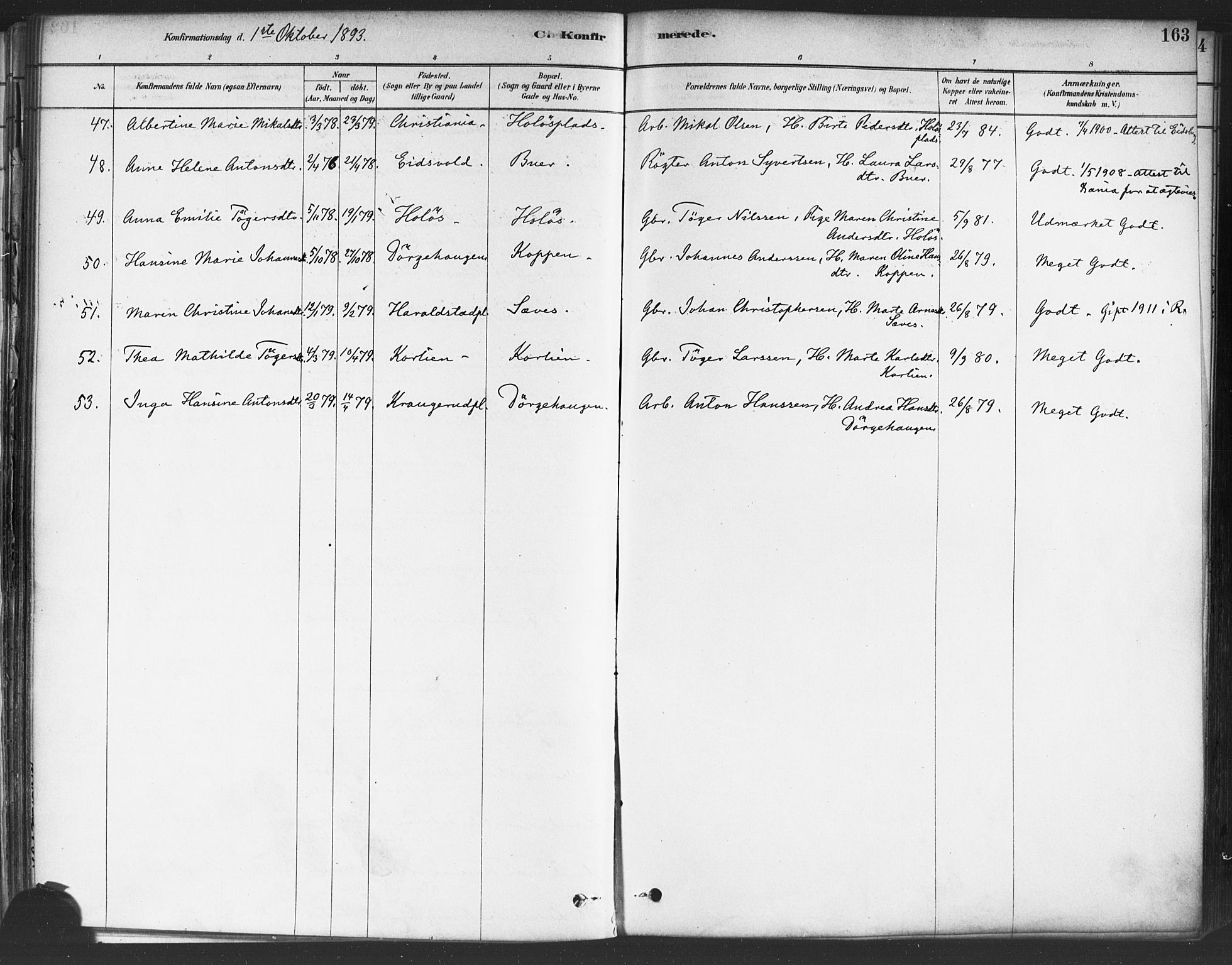 Rakkestad prestekontor Kirkebøker, AV/SAO-A-2008/F/Fa/L0012: Parish register (official) no. I 12, 1878-1893, p. 163