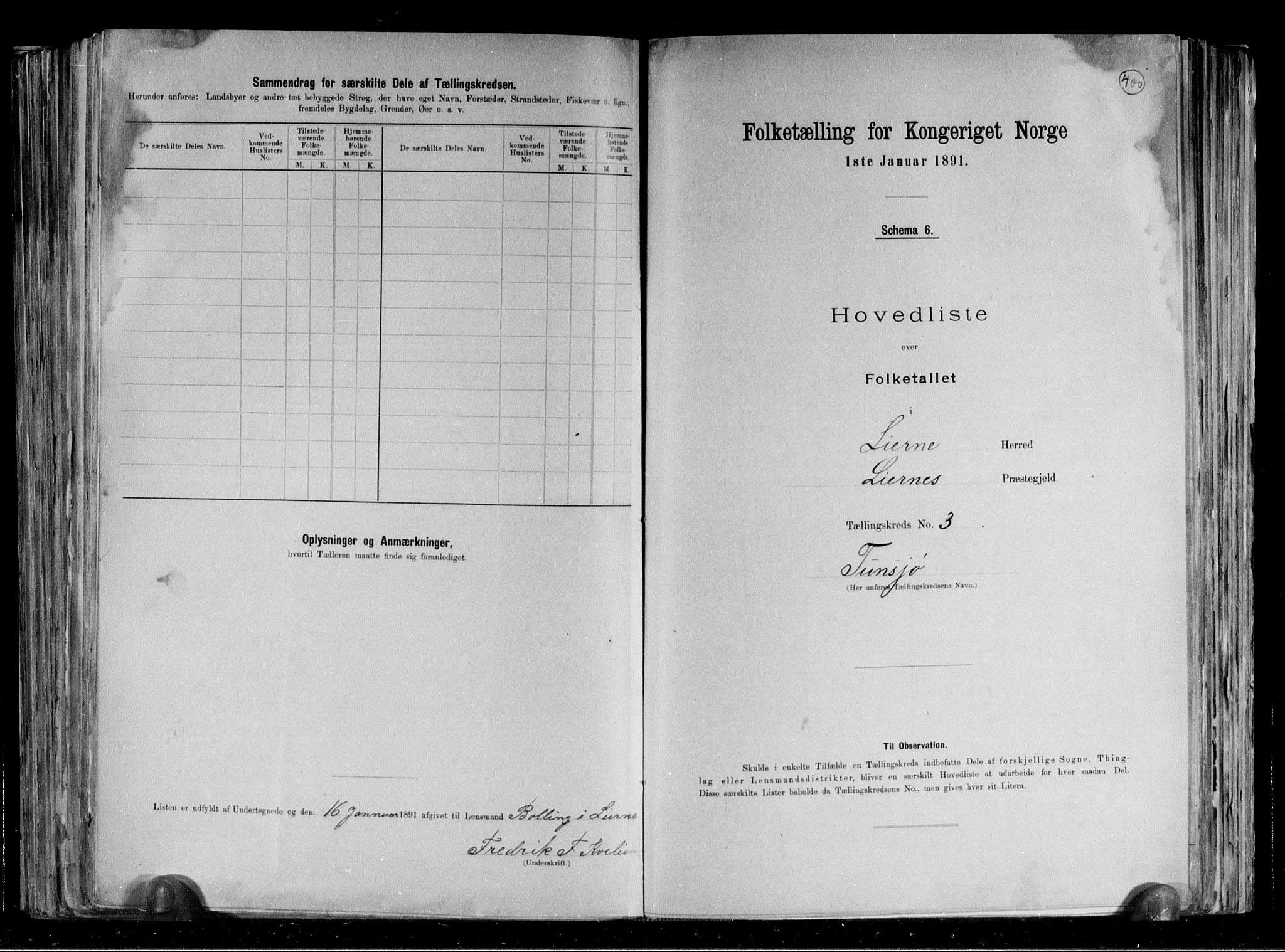 RA, 1891 census for 1737 Lierne, 1891, p. 8