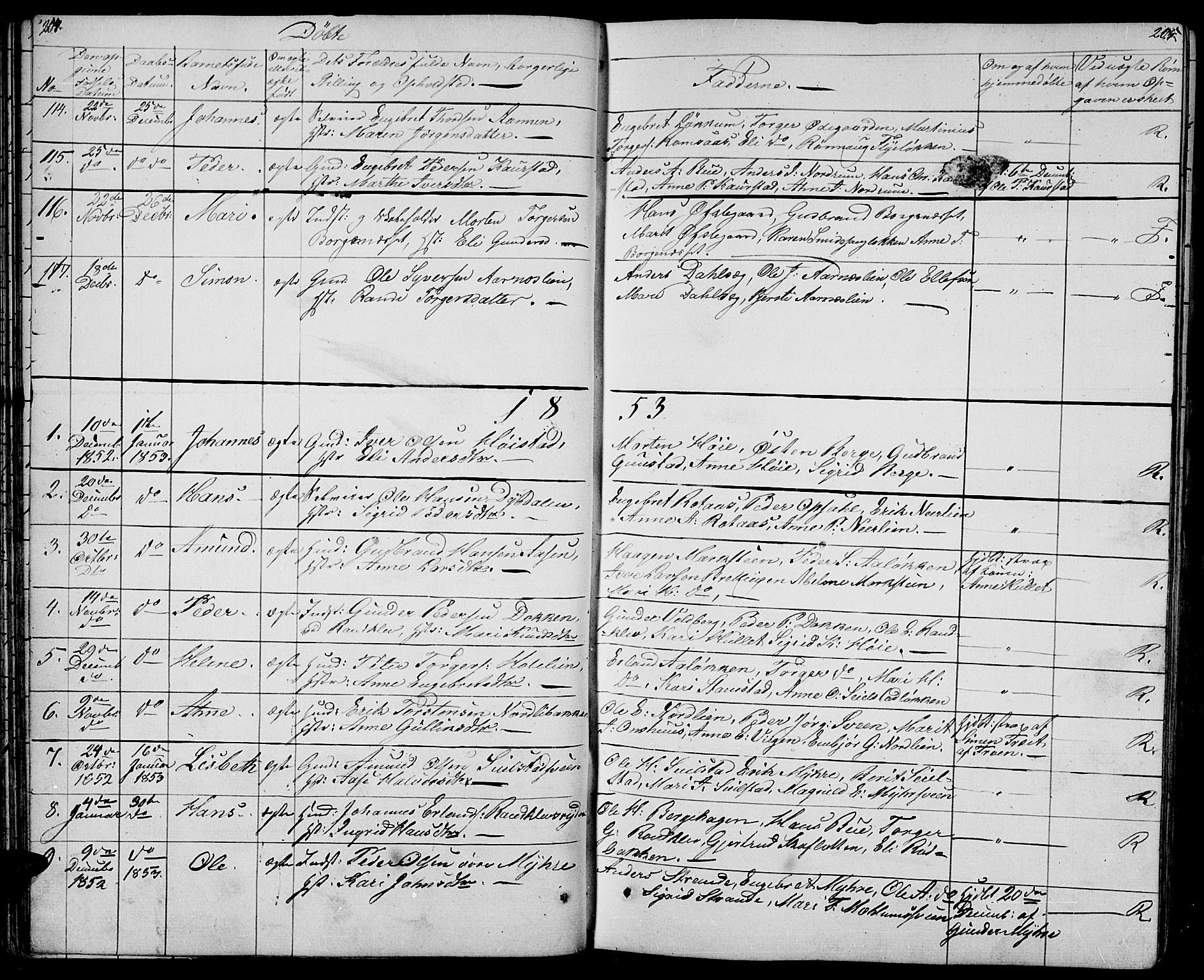 Ringebu prestekontor, SAH/PREST-082/H/Ha/Hab/L0002: Parish register (copy) no. 2, 1839-1853, p. 204-205