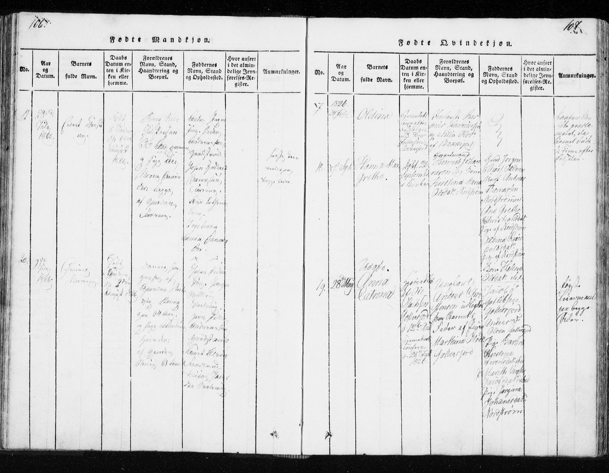 Tranøy sokneprestkontor, SATØ/S-1313/I/Ia/Iaa/L0004kirke: Parish register (official) no. 4, 1820-1829, p. 106-107