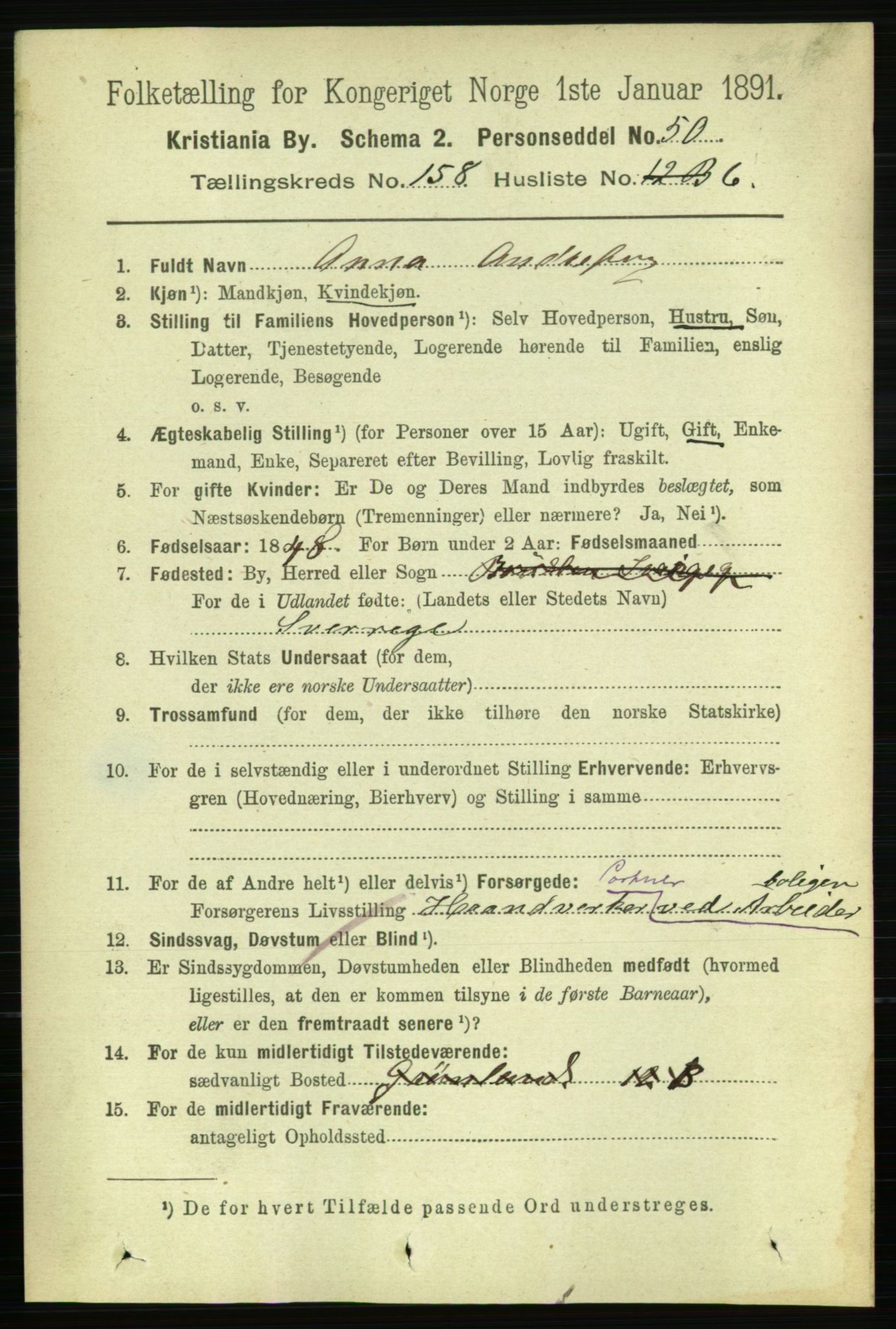 RA, 1891 census for 0301 Kristiania, 1891, p. 89760