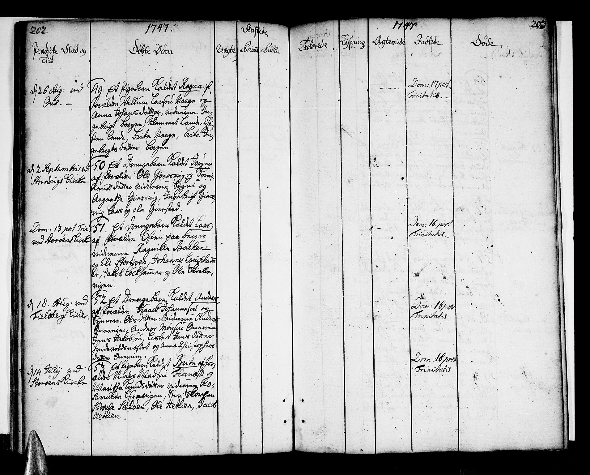 Tysnes sokneprestembete, SAB/A-78601/H/Haa: Parish register (official) no. A 3, 1740-1749, p. 202-203