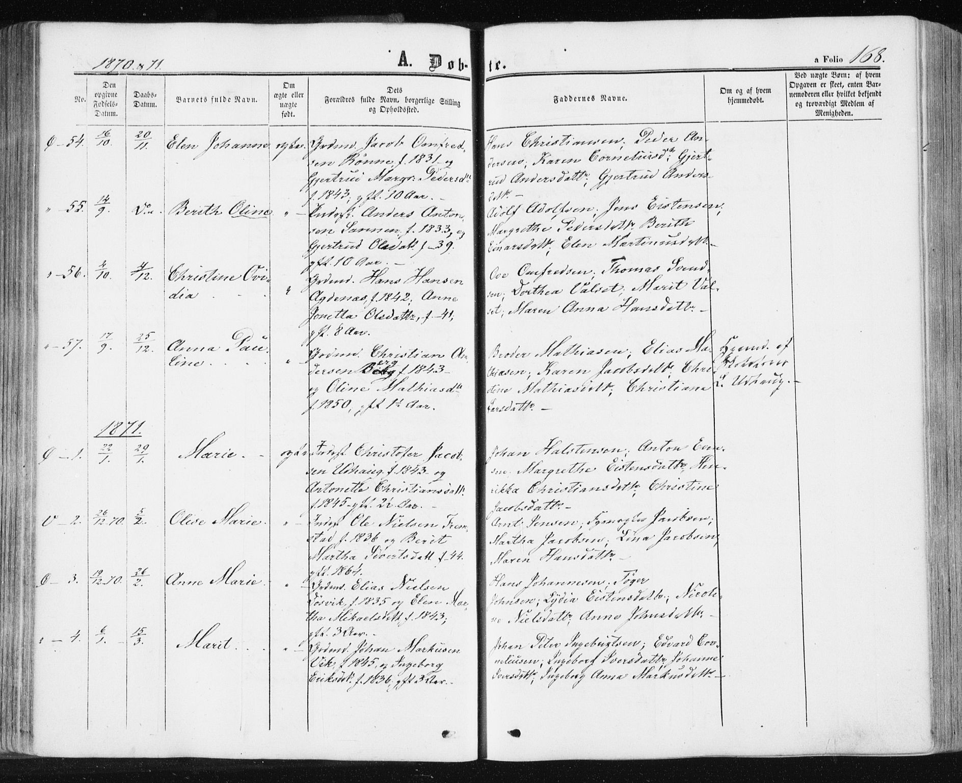 Ministerialprotokoller, klokkerbøker og fødselsregistre - Sør-Trøndelag, SAT/A-1456/659/L0737: Parish register (official) no. 659A07, 1857-1875, p. 168