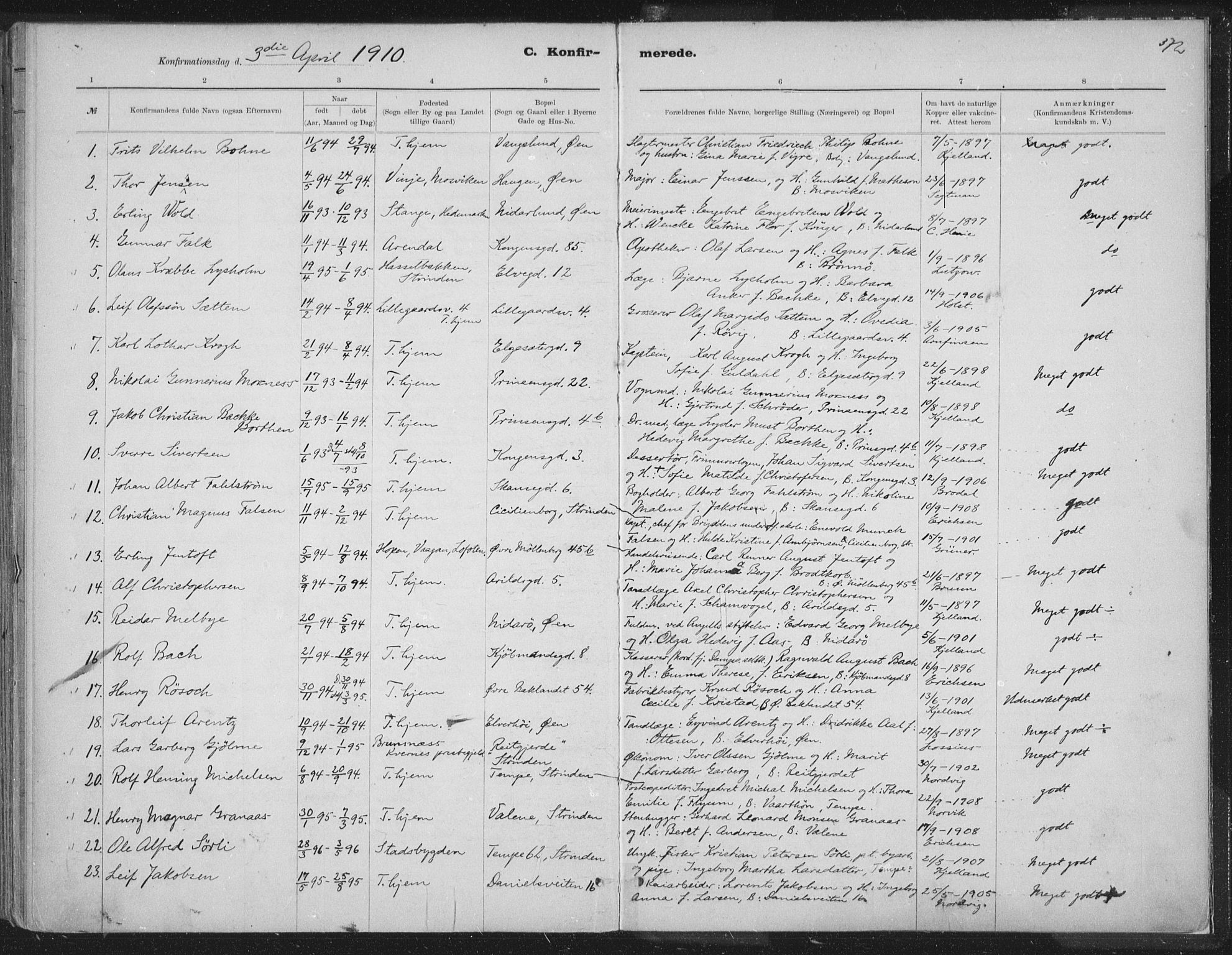 Ministerialprotokoller, klokkerbøker og fødselsregistre - Sør-Trøndelag, SAT/A-1456/601/L0062: Parish register (official) no. 601A30, 1891-1911, p. 372