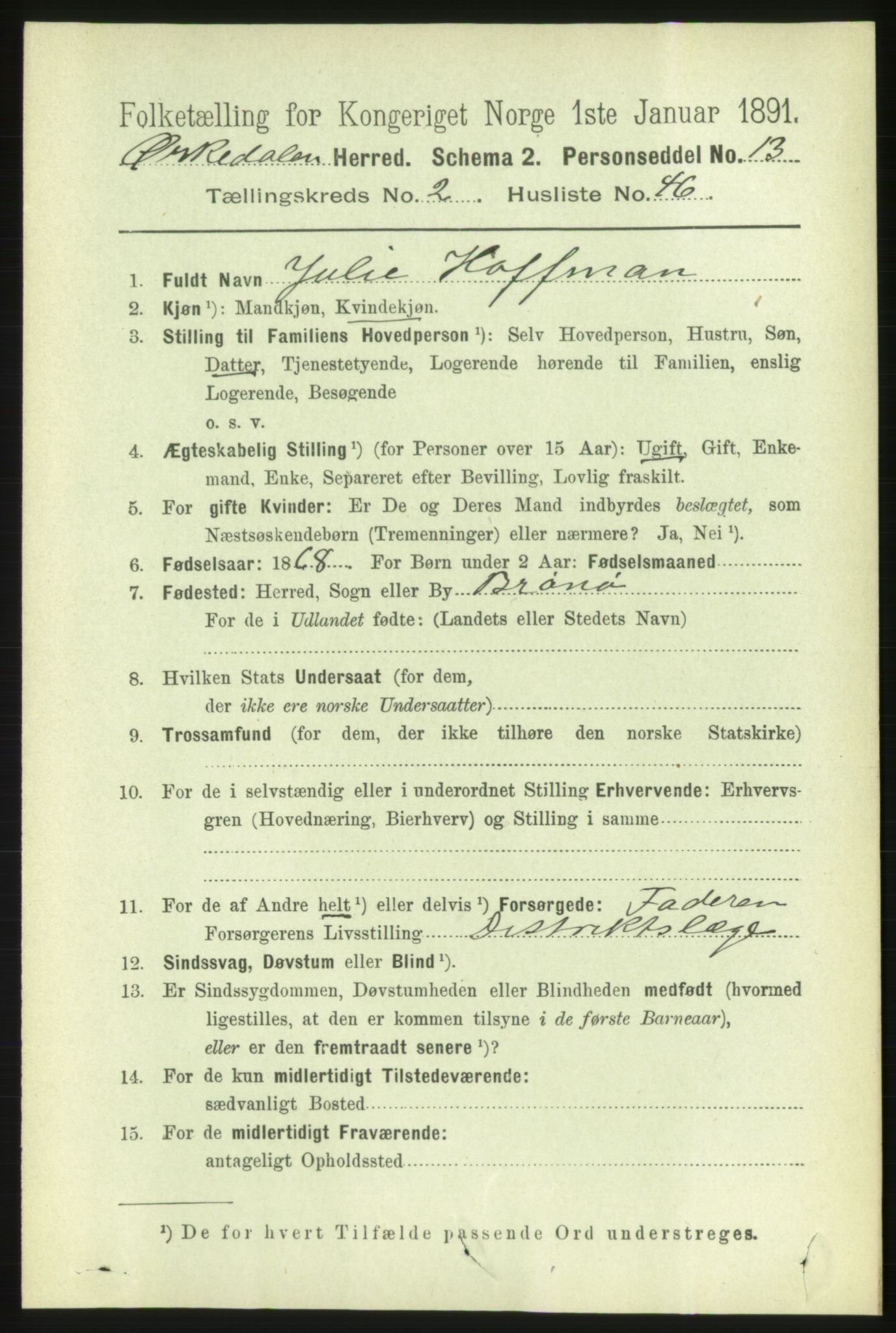 RA, 1891 census for 1638 Orkdal, 1891, p. 1270