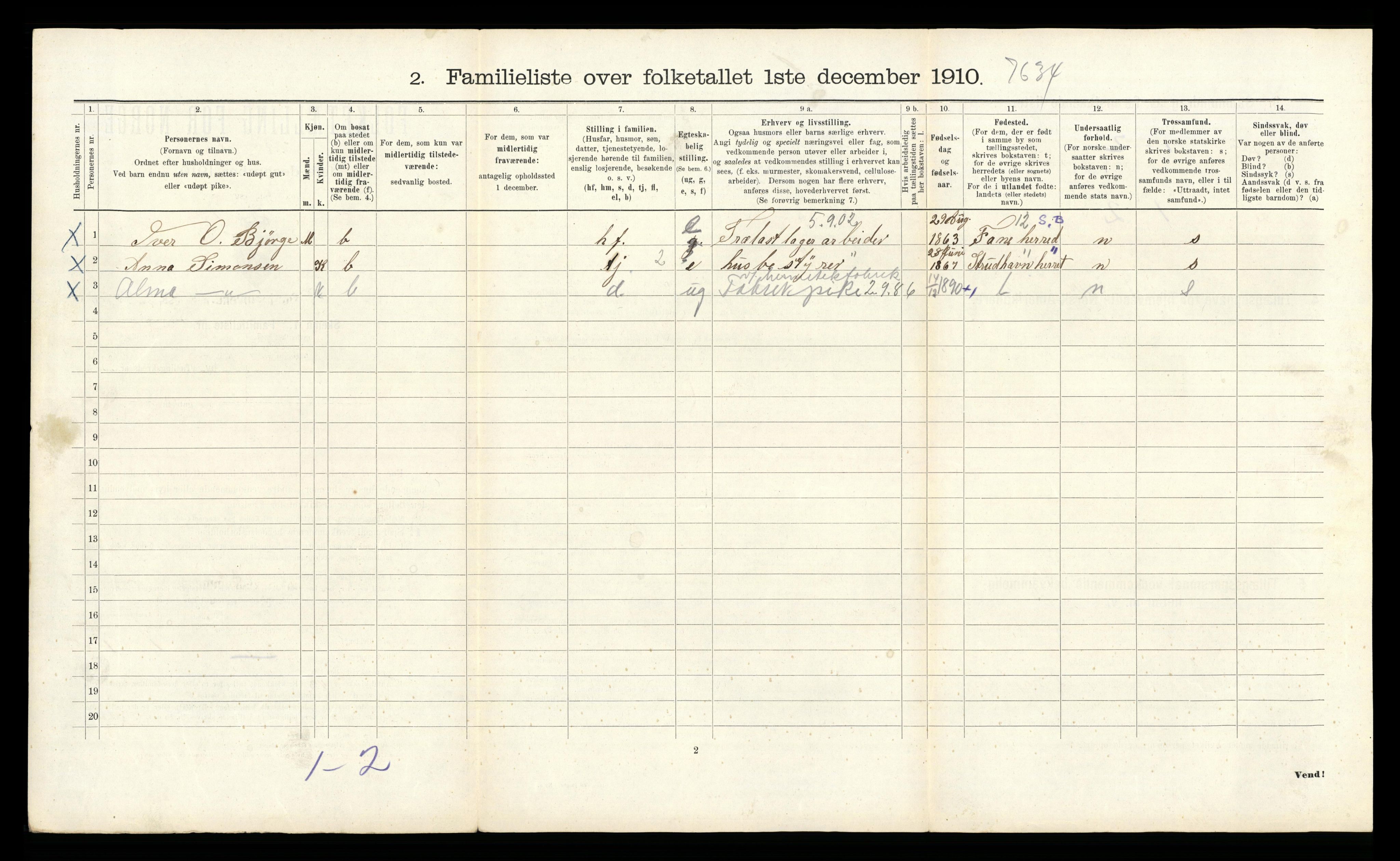 RA, 1910 census for Bergen, 1910, p. 11324