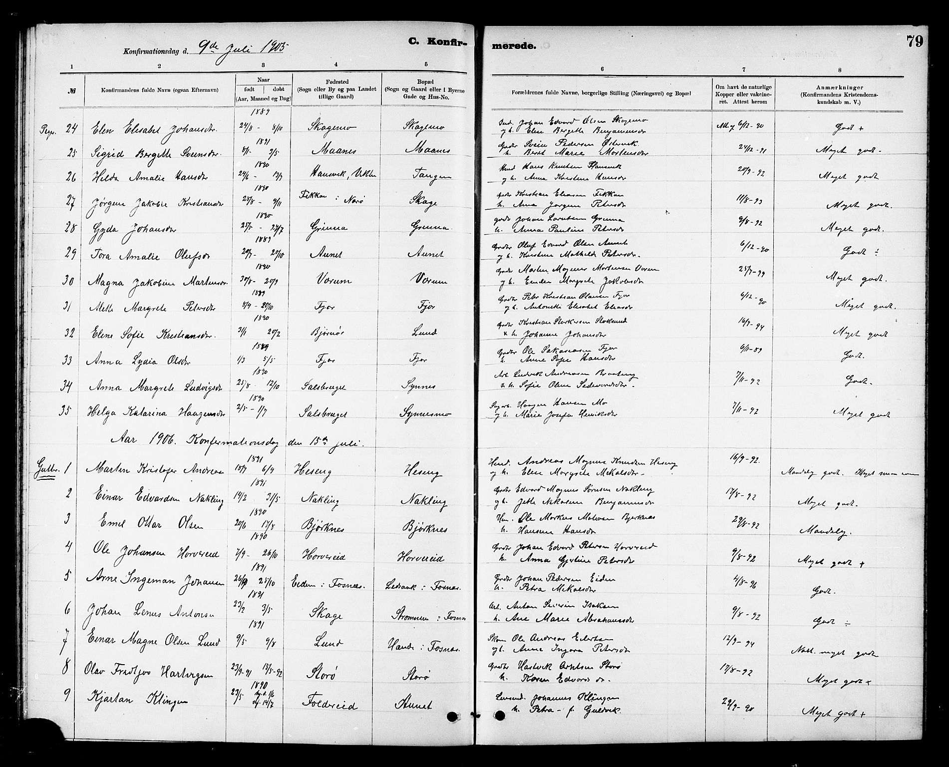 Ministerialprotokoller, klokkerbøker og fødselsregistre - Nord-Trøndelag, SAT/A-1458/780/L0652: Parish register (copy) no. 780C04, 1899-1911, p. 79
