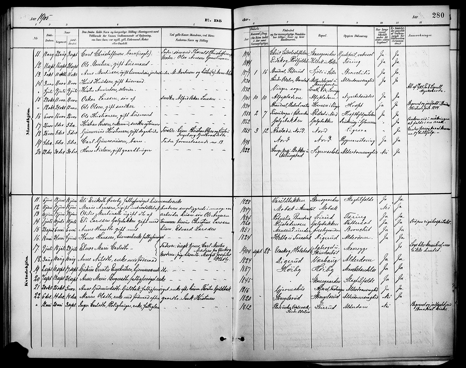 Vinger prestekontor, AV/SAH-PREST-024/H/Ha/Hab/L0003: Parish register (copy) no. 3, 1895-1920, p. 280