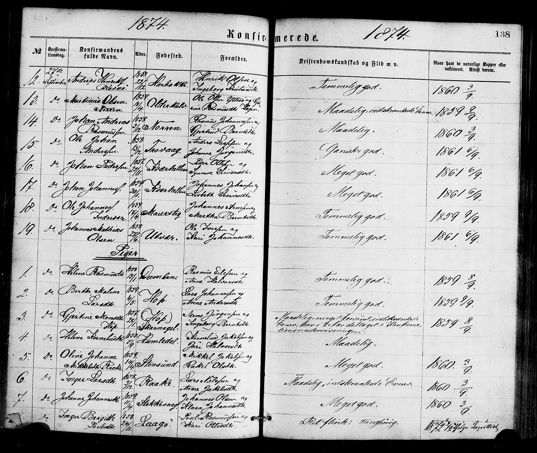 Gulen sokneprestembete, SAB/A-80201/H/Haa/Haaa/L0023: Parish register (official) no. A 23, 1870-1880, p. 138